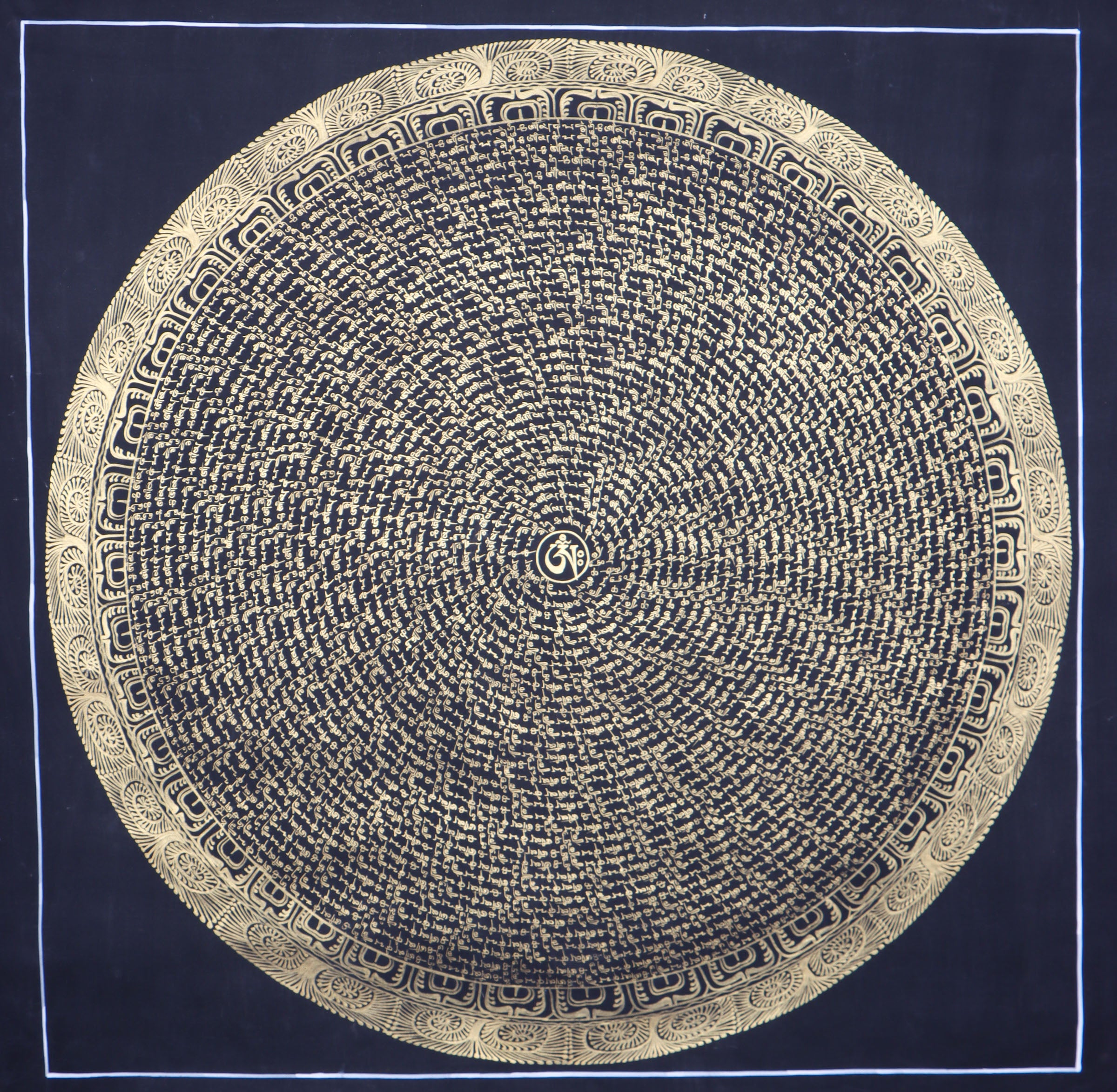 Mantra Mandala Thangka Painting for wall decor and meditation.