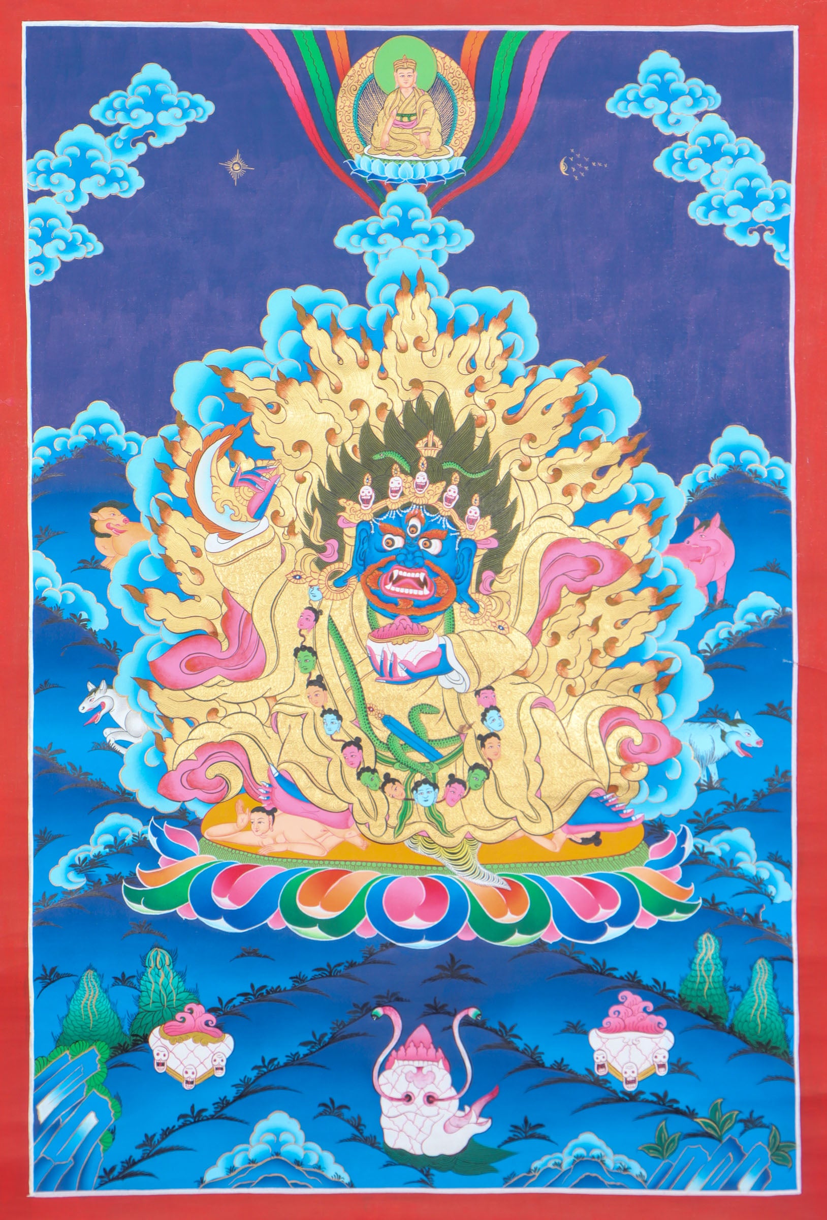 Pudeka Mahakala Thangka Painting for meditation.