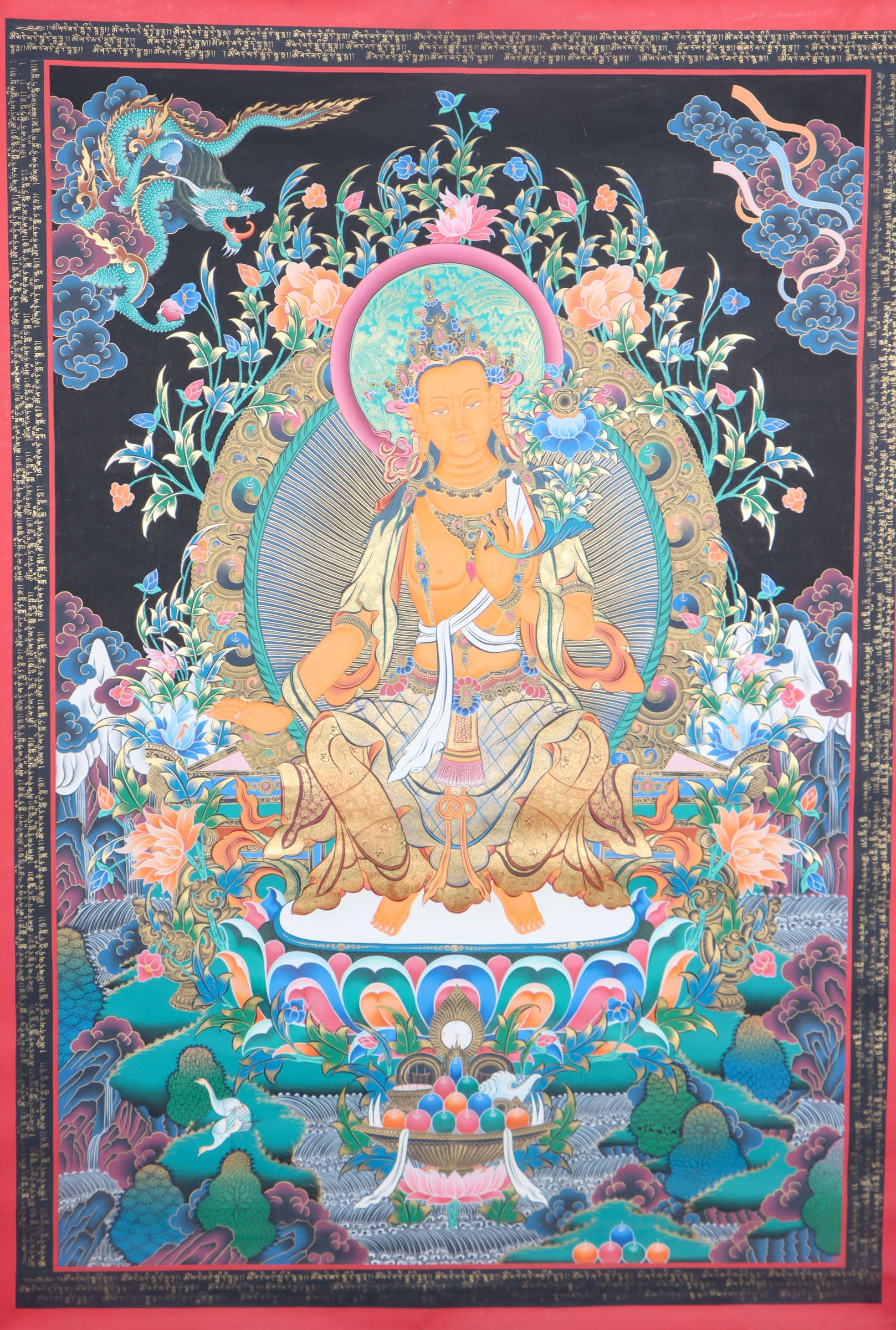 Maitreya Buddha- Compassion Thangka Painting for wall decor.