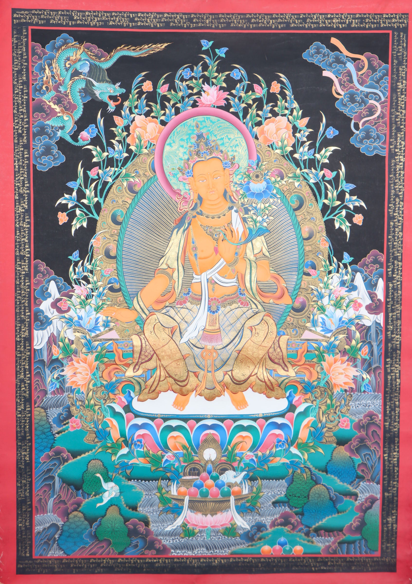 Maitreya Buddha- Compassion Thangka Painting for wall decor.