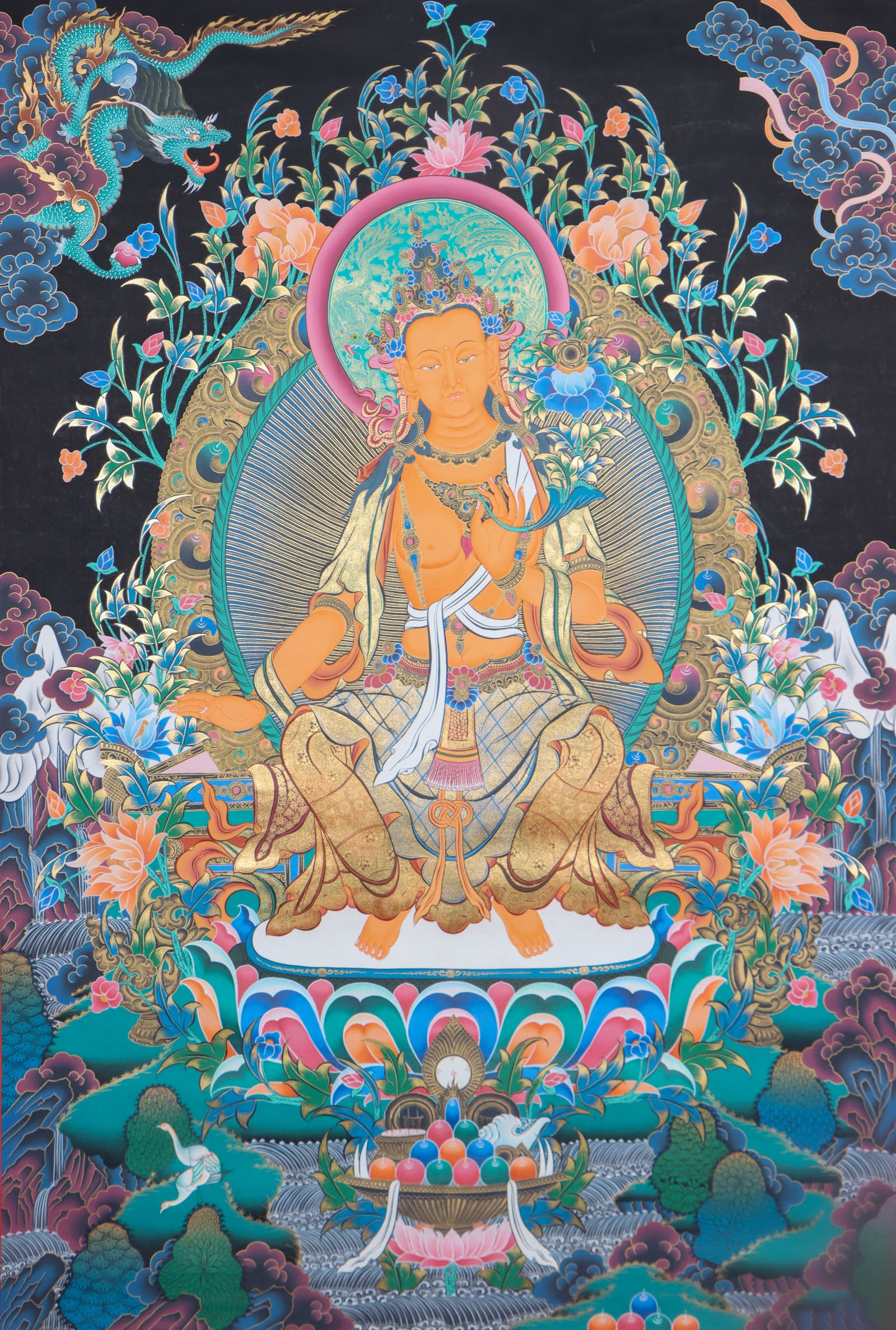 Maitreya Buddha Thangka Painting for wall decor.