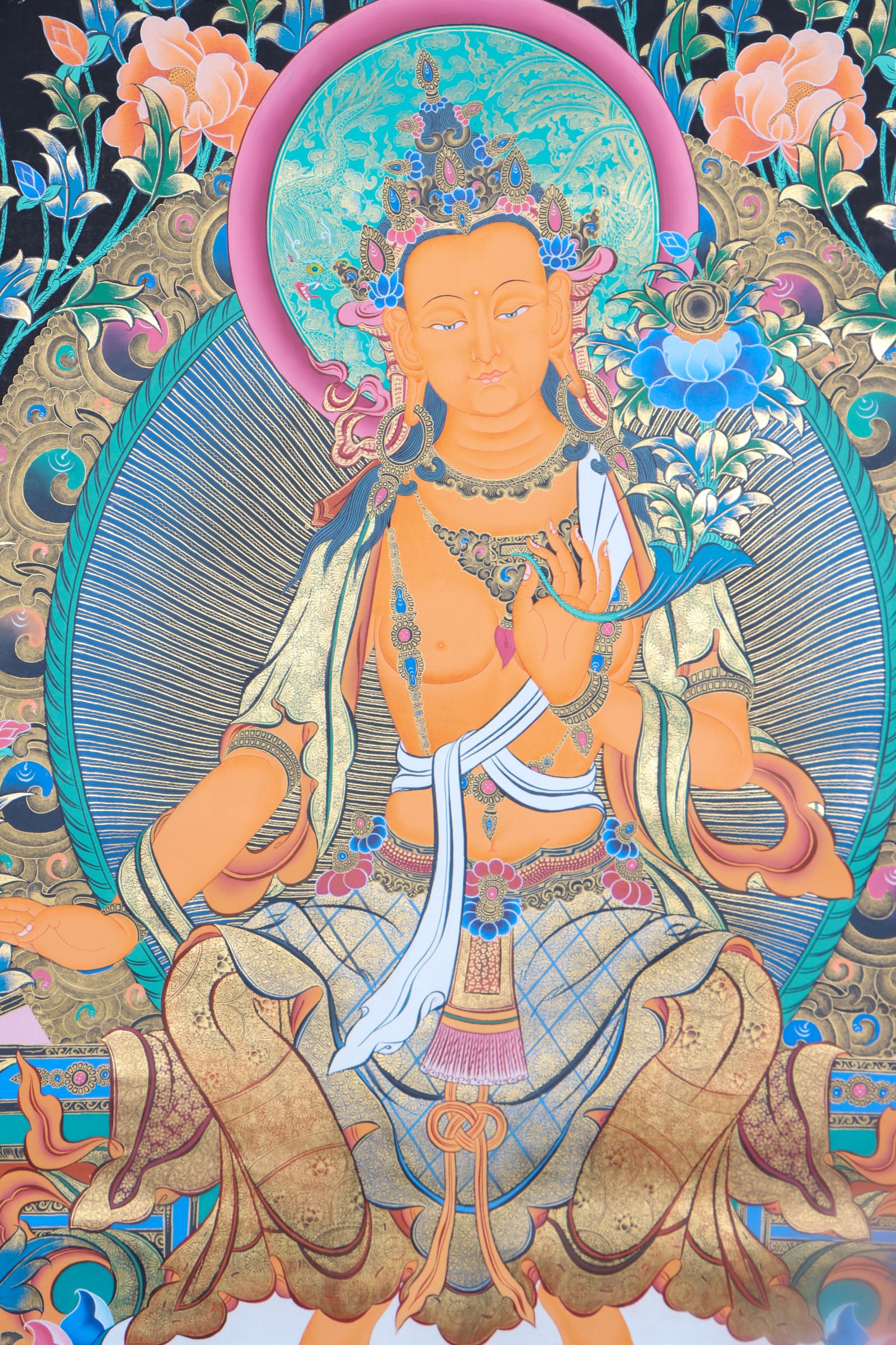 Maitreya Buddha Thangka Painting for wall decor.