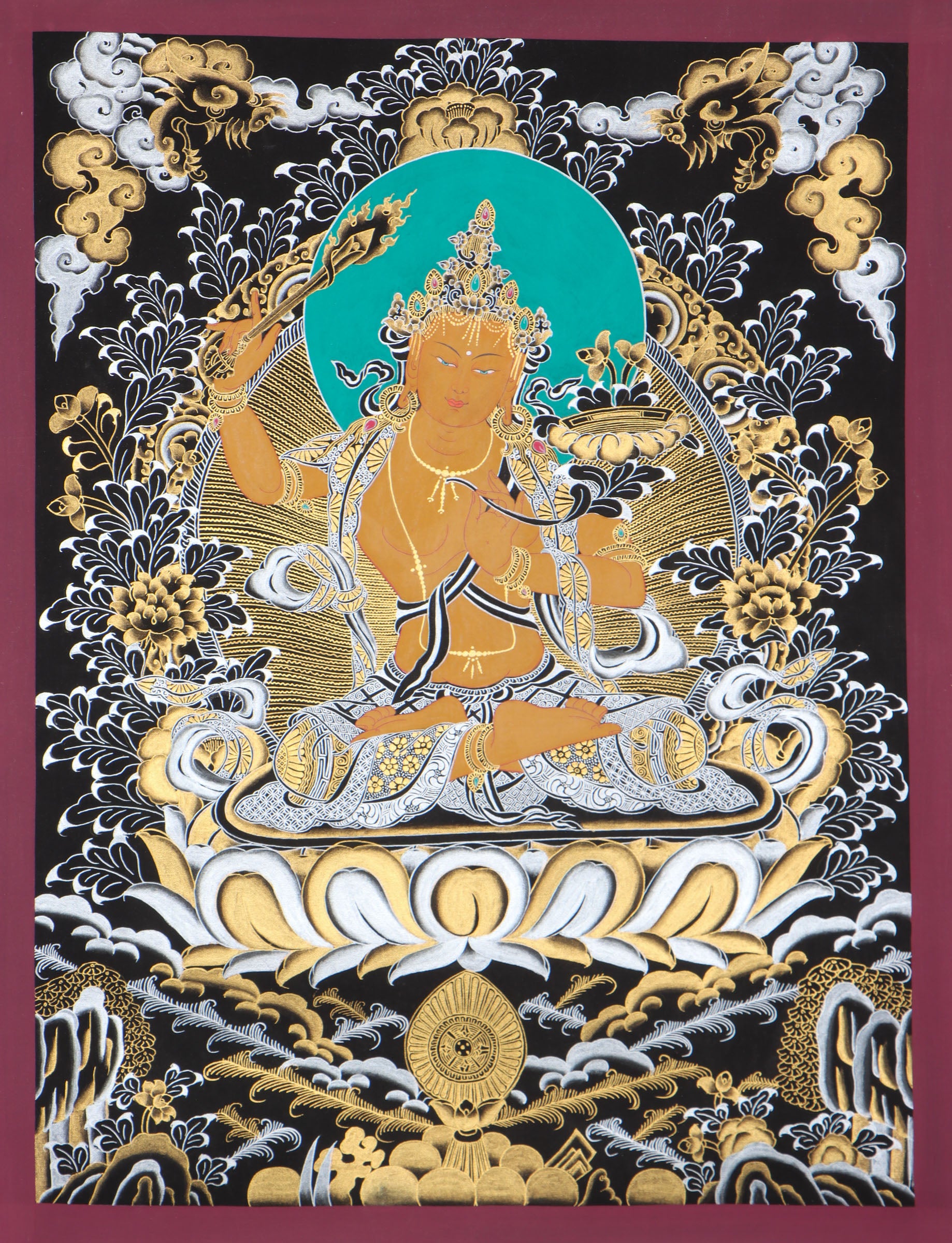 Manjushri Thangka can enhance intellect, clarity of thinking, and understanding of the true nature of things.