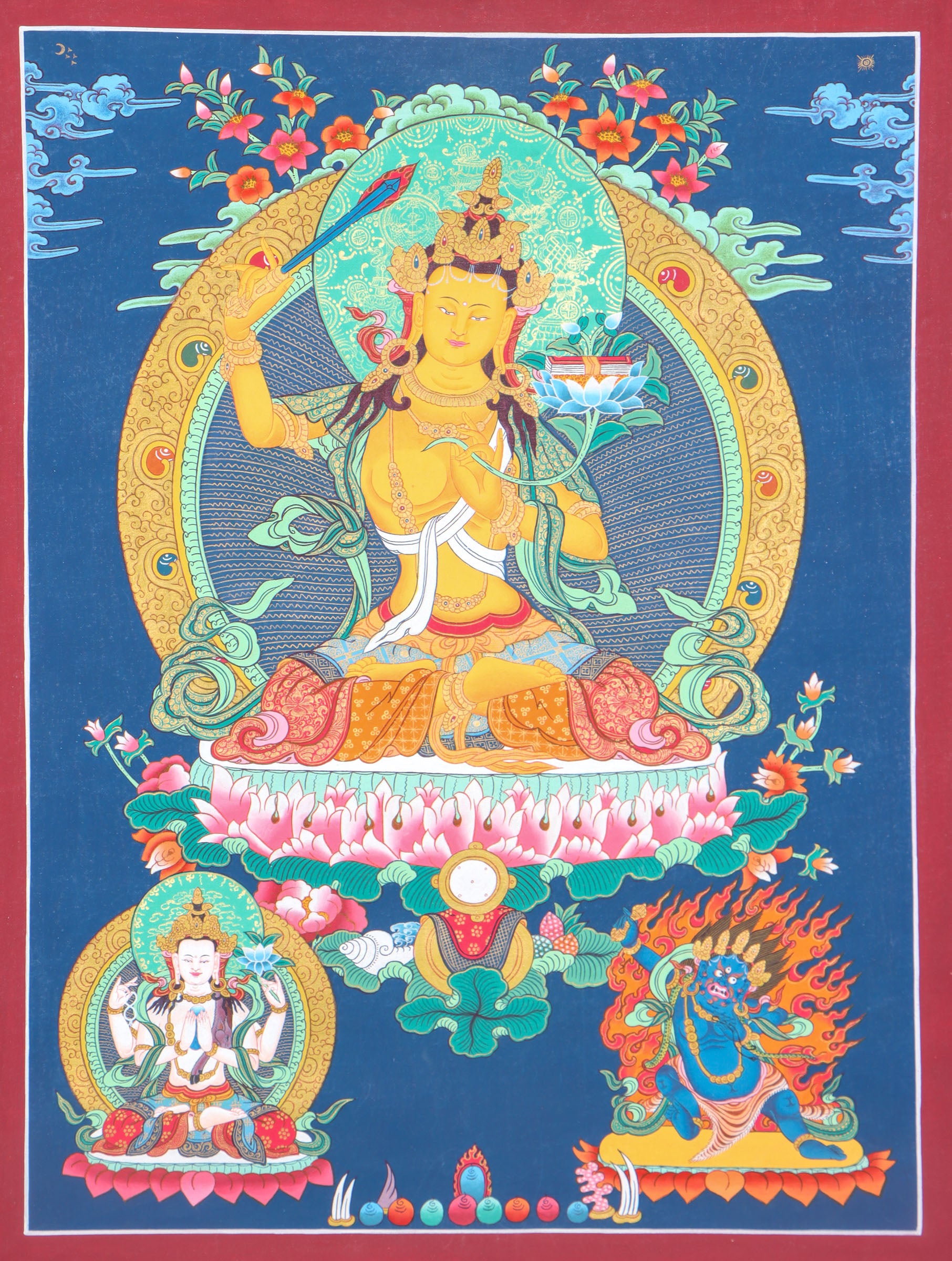 Manjushri Thangka Painting - Lucky Thanka