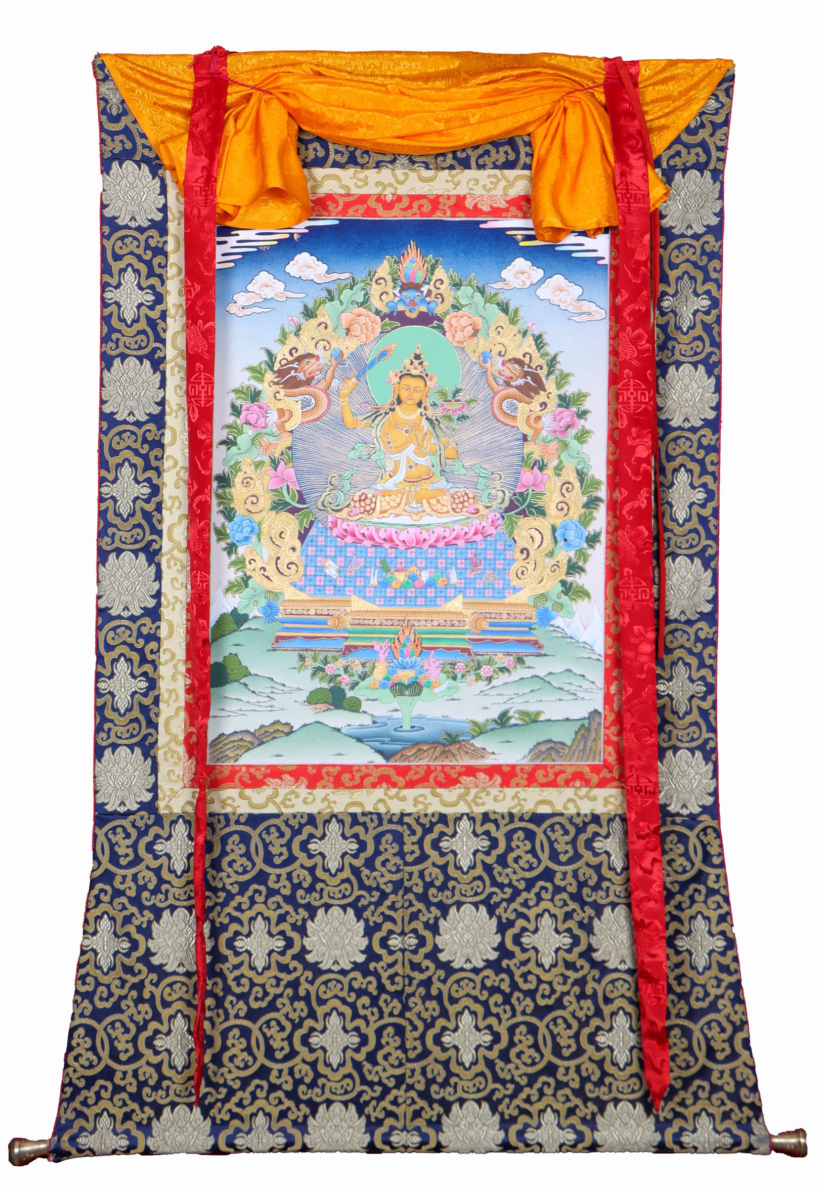 Manjushri Brocade Thangka Painting for meditation.