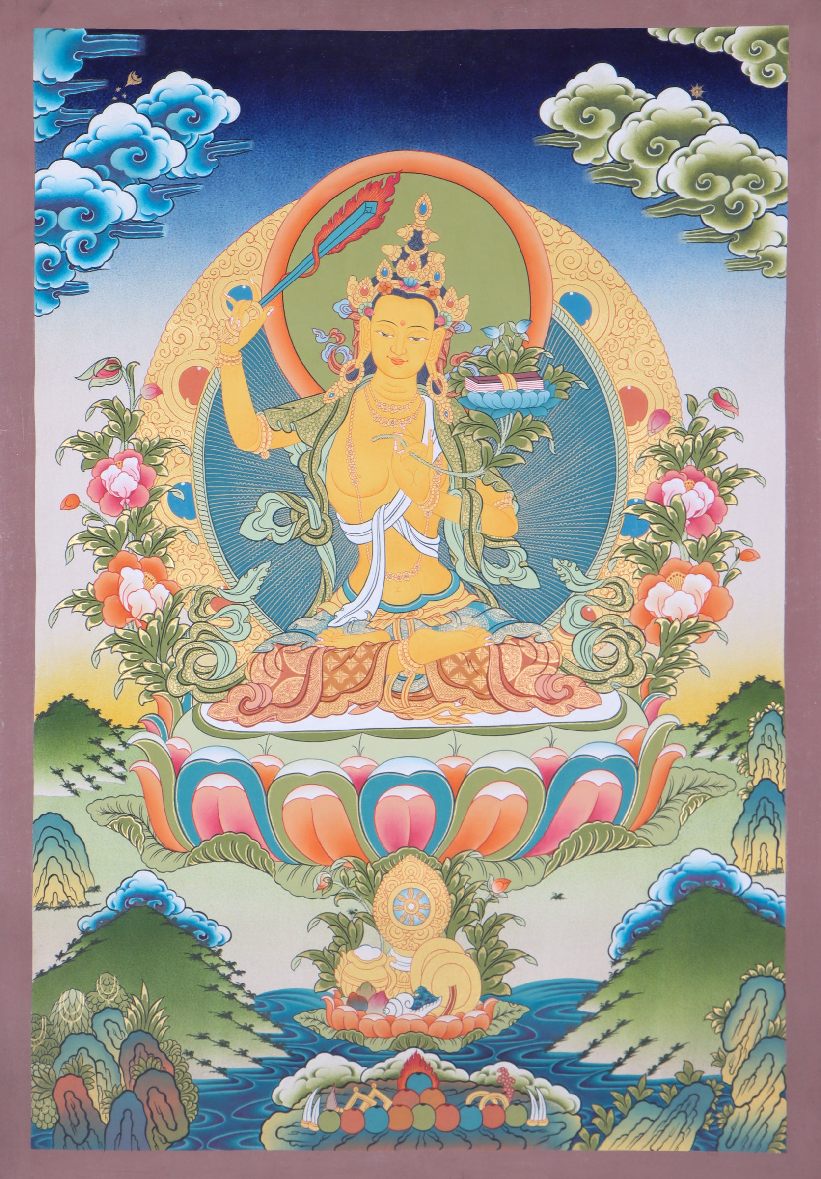 Manjushri Thangka for devotion and meditation.
