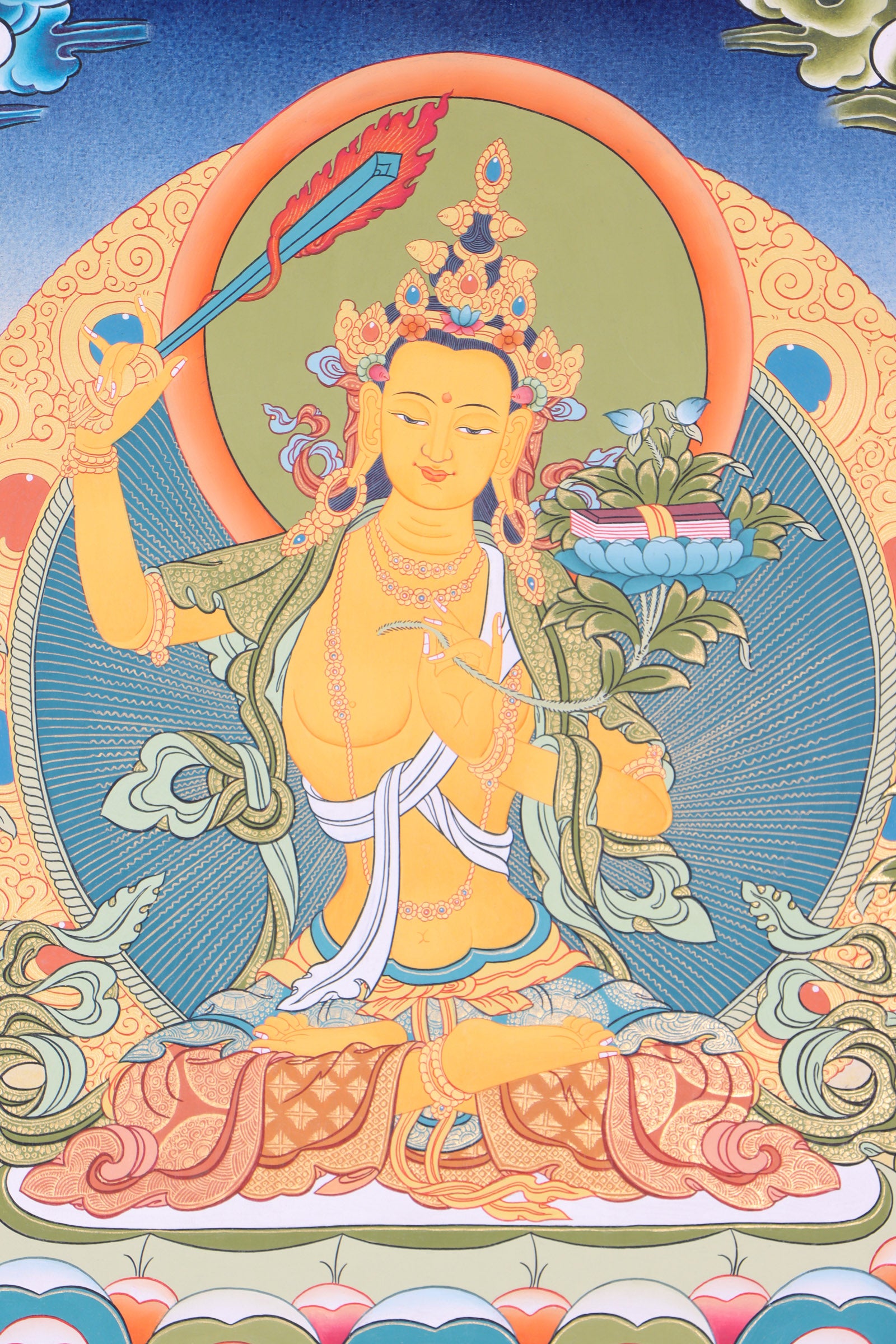Manjushri Thangka for devotion and meditation.