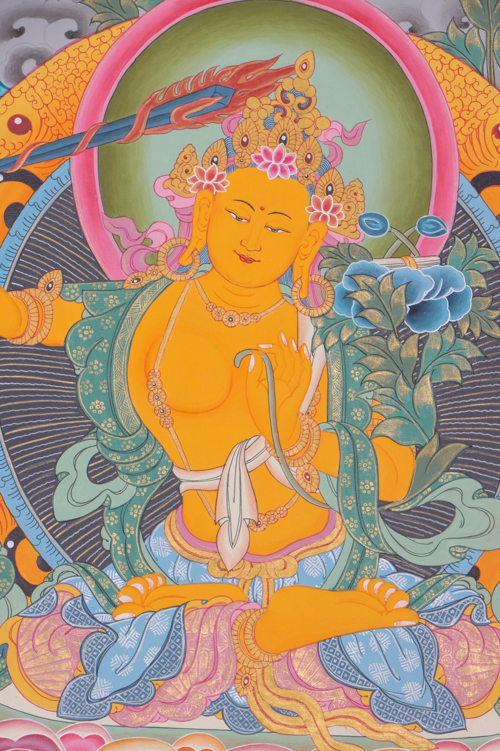 Tibetan Manjushri Thangka for wall hanging.