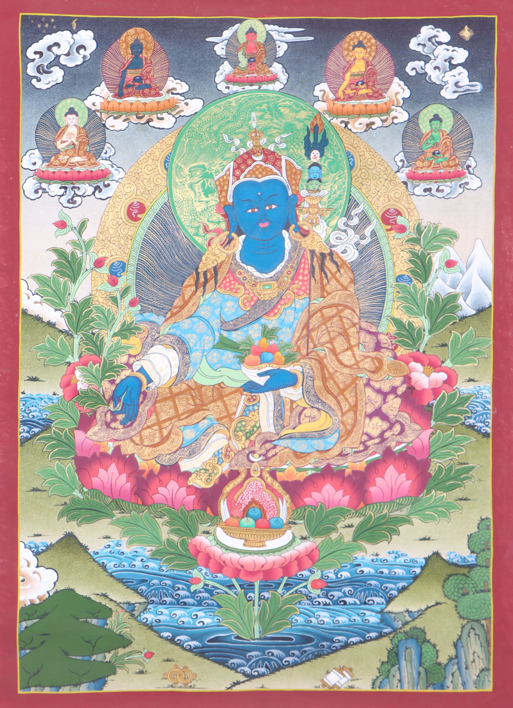 Medicine Guru Thangka Painting for physical and mental wellbeing.