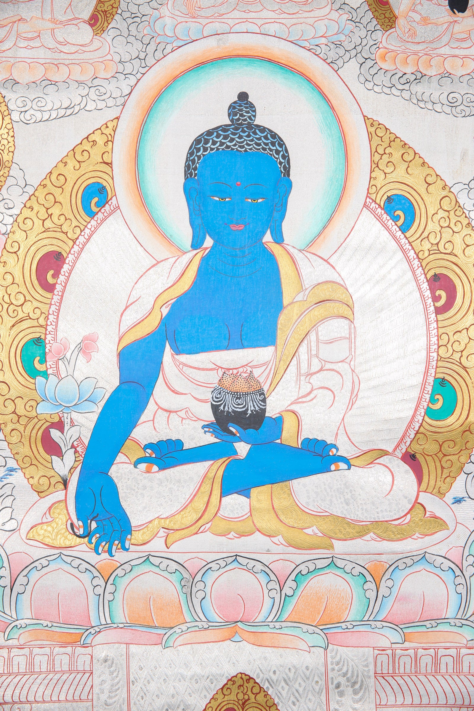 Medicine Buddha Thangka Painting for physical and spiritual well-being.