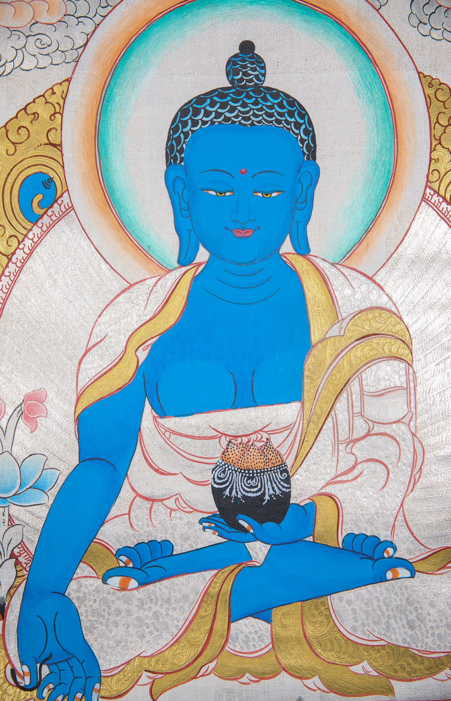 Medicine Buddha Thangka Painting for physical and spiritual well-being.
