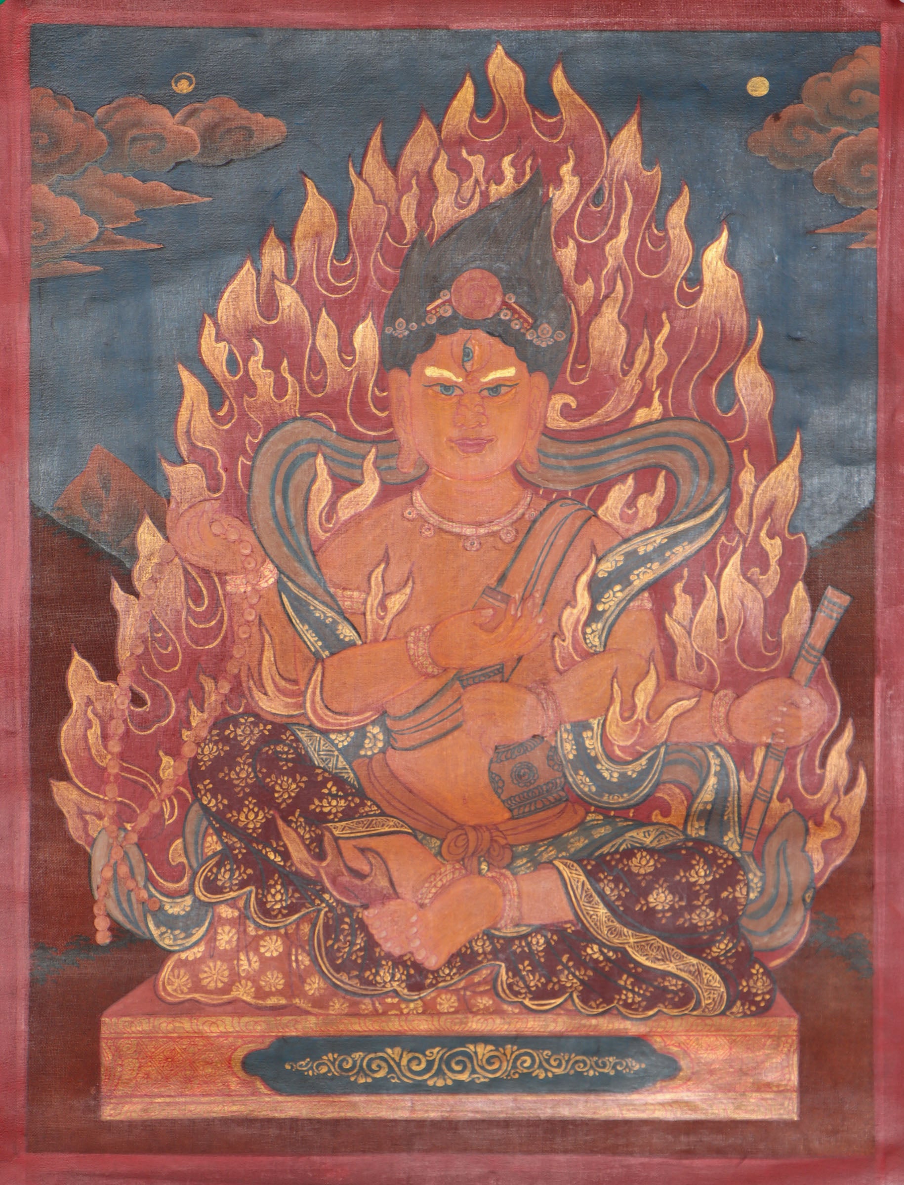 Antique Newari Chengresi Thangka for wall decor.