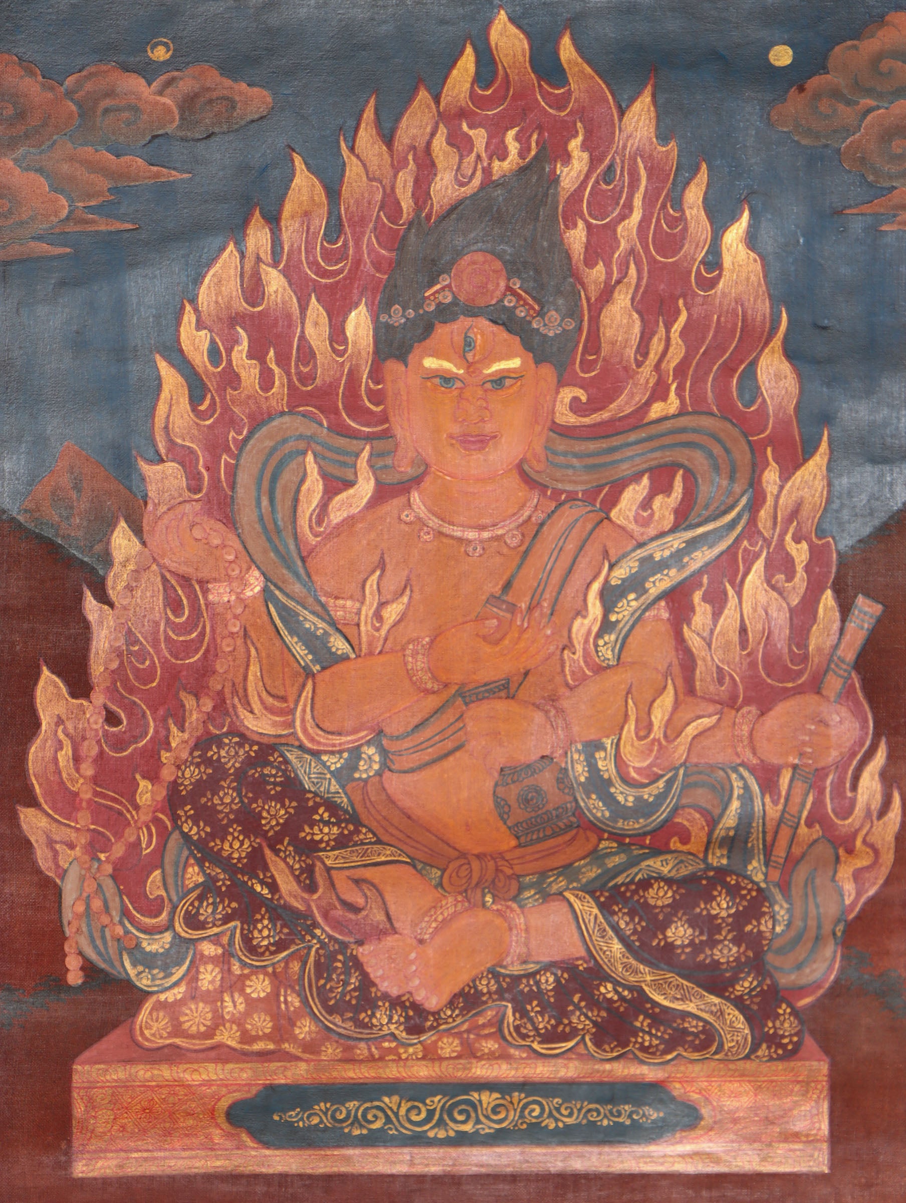 Antique Newari Chengresi Thangka for wall decor.