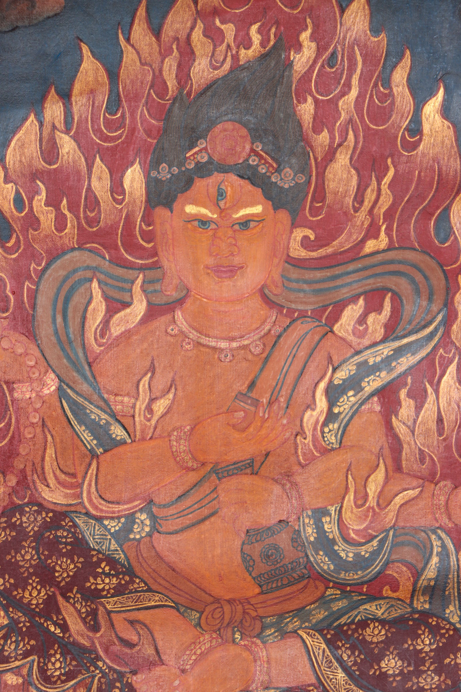Antique Newari Chengresi Thangka for wall decor.