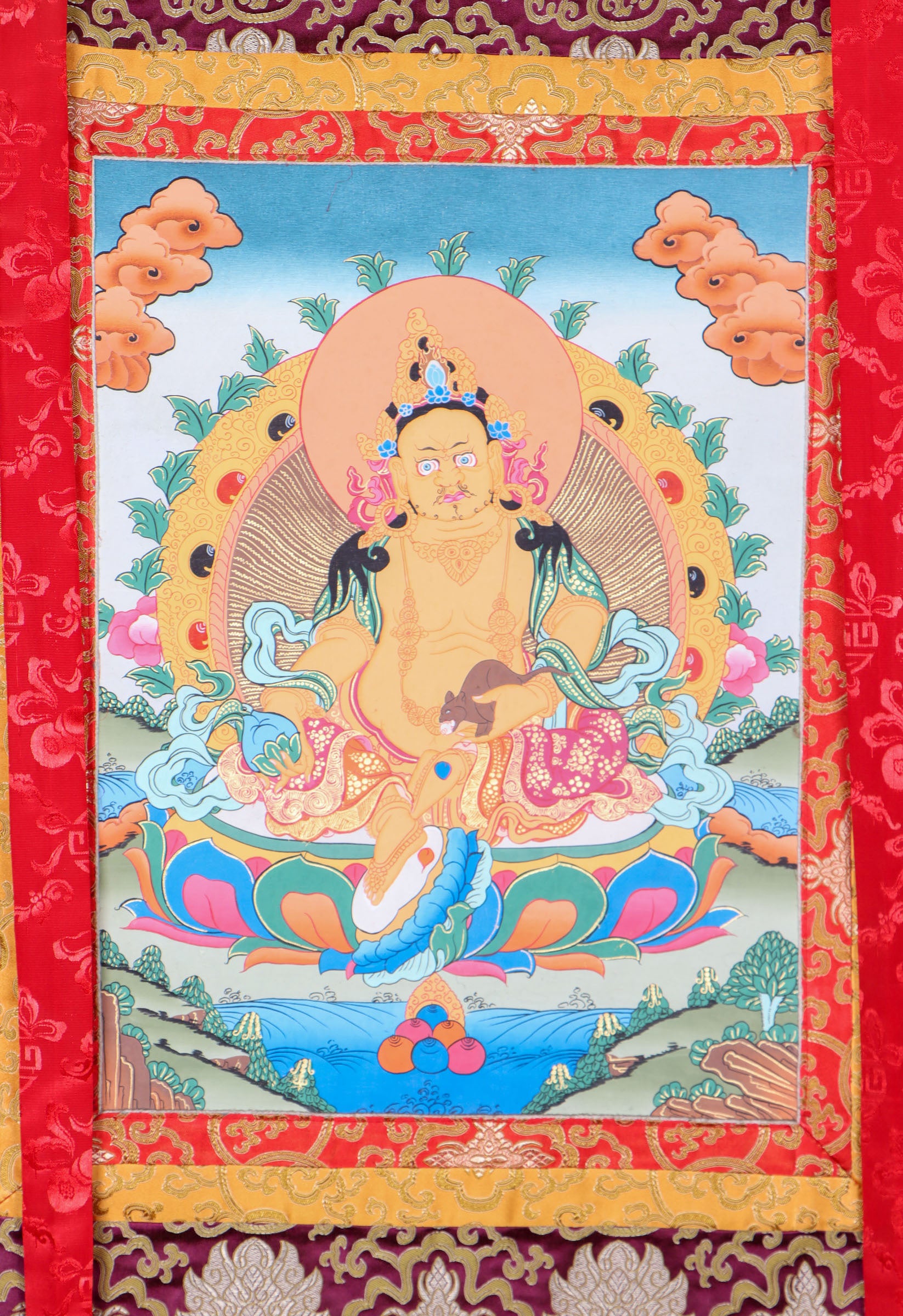 Zambala Brocade Thangka for wealth and prosperity.