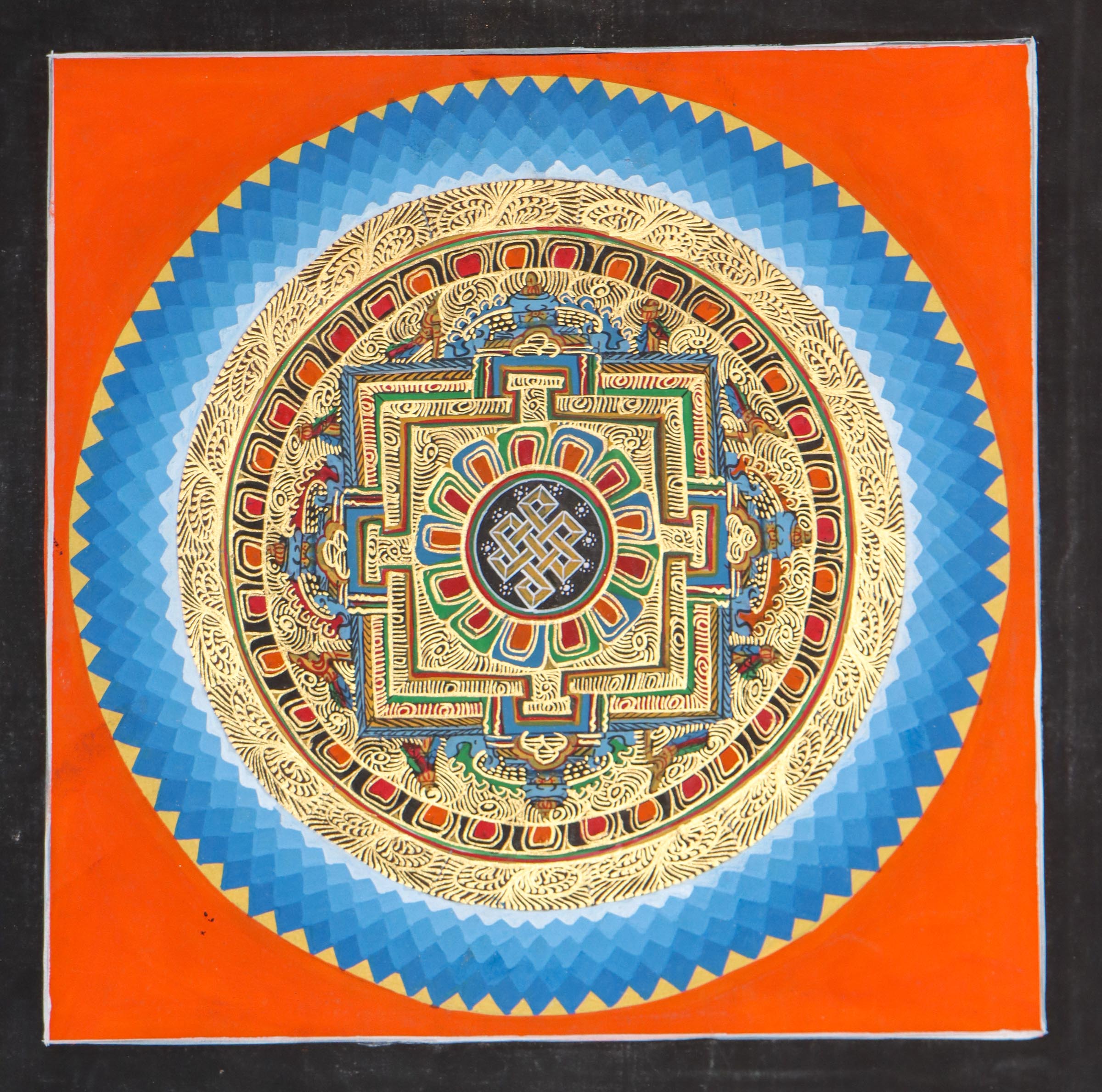 Cosmos Mandala Thangka hand painted by the skilled artisans .