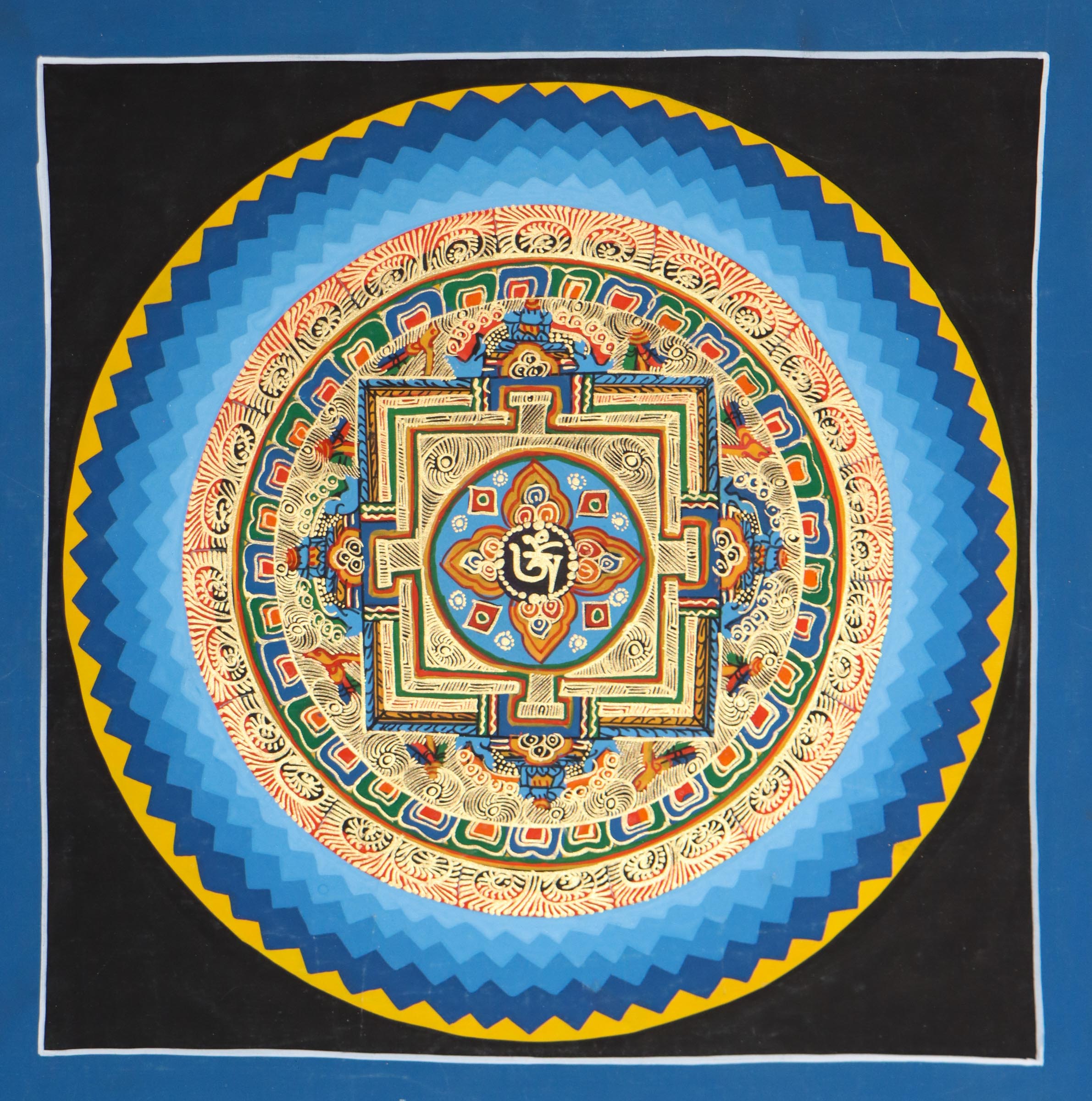 Blue Mandala Thangka hand painted by the skilled artisans