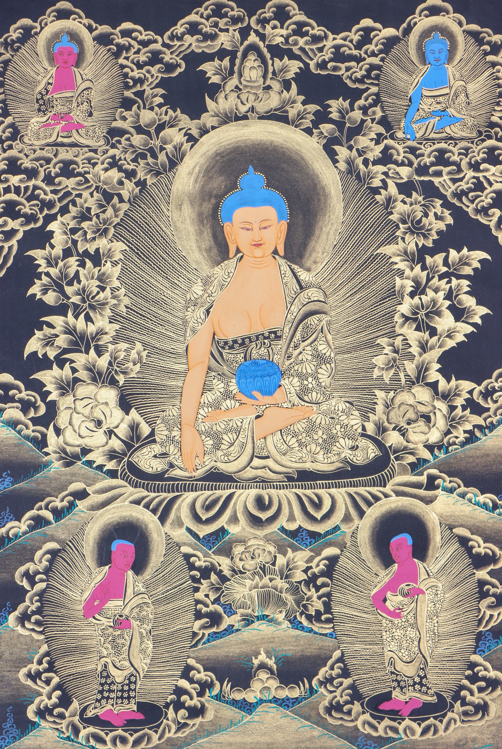 Shakyamuni Buddha Thangka Painting for meditation and reflective activities.