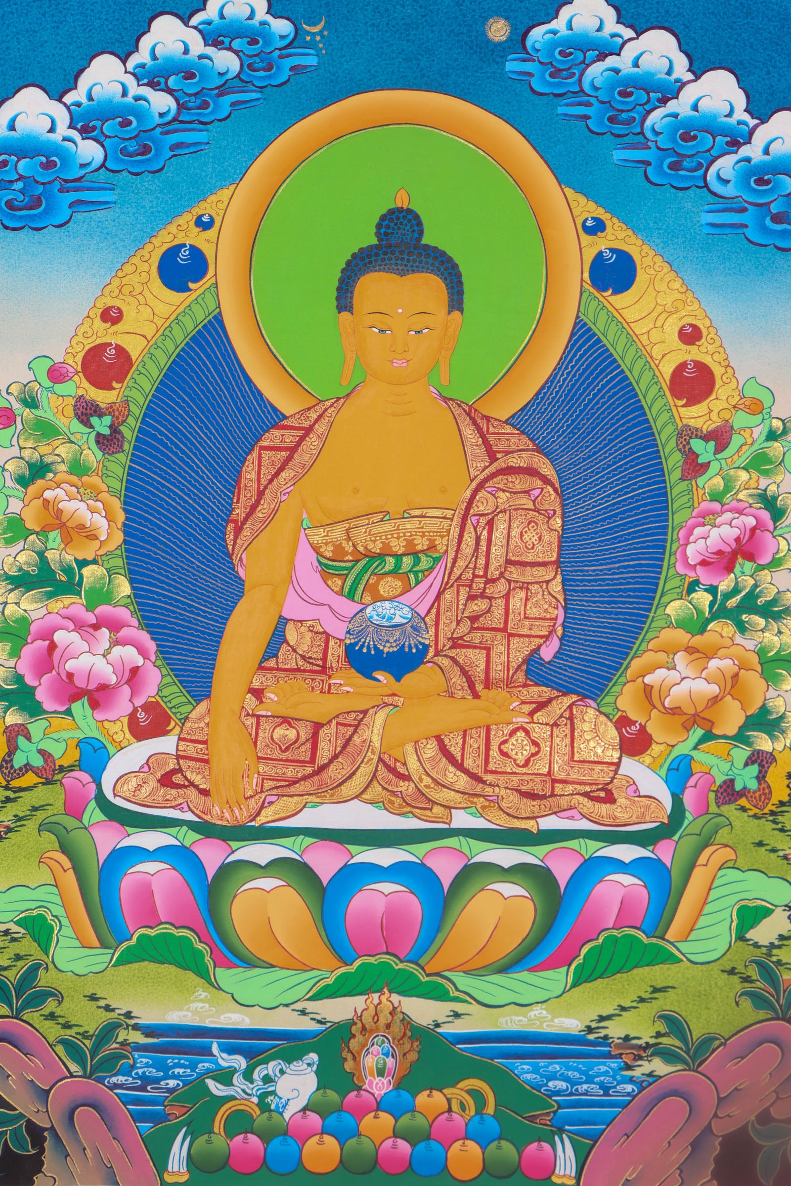Shakyamuni Buddha Thangka Painting for meditation practices.