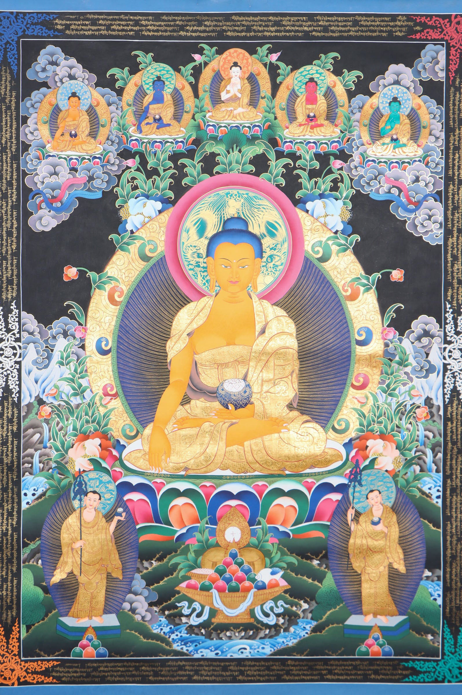 Shakyamuni Buddha Thangka Painting for prayer and devotion.