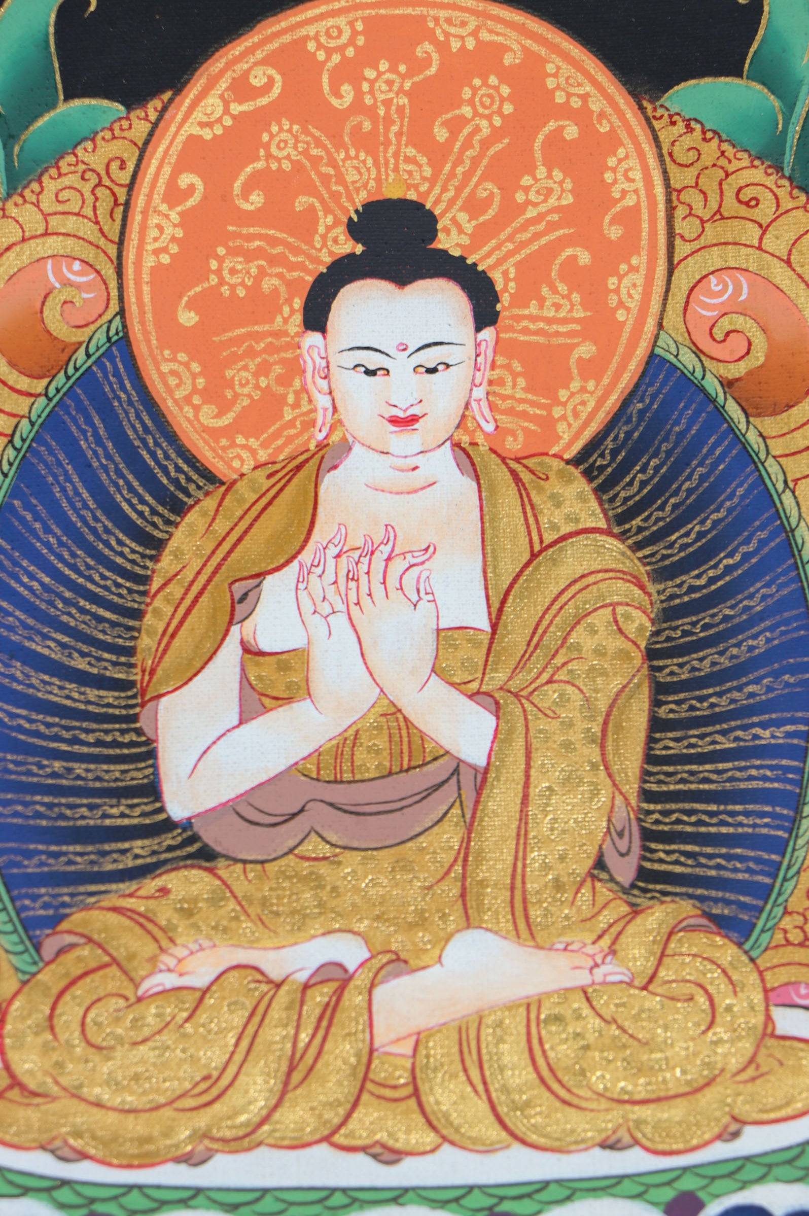 Shakyamuni Buddha Thangka Painting for prayer and devotion.