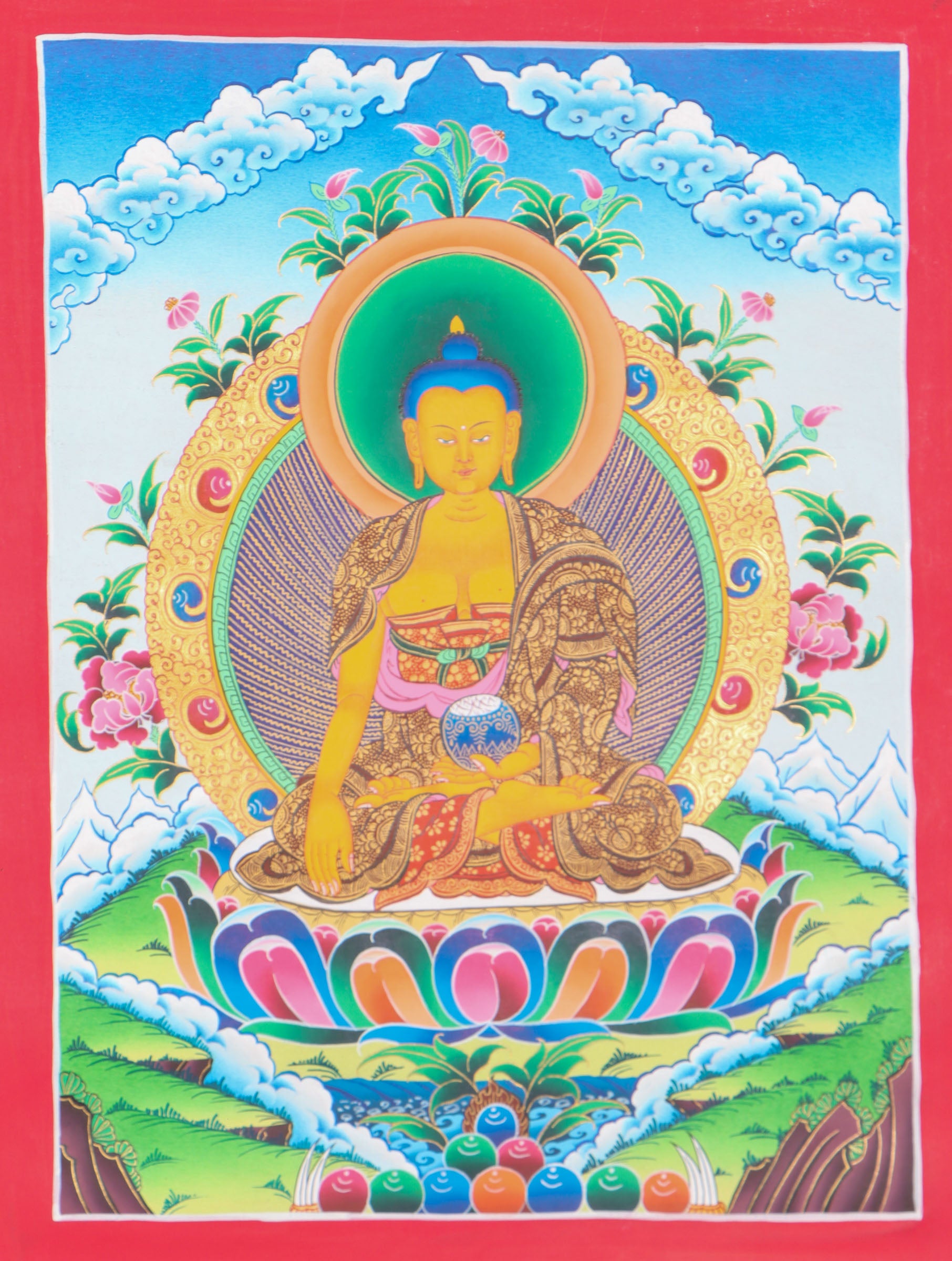 Shakyamuni Buddha Thangka Painting - Handpainted Art