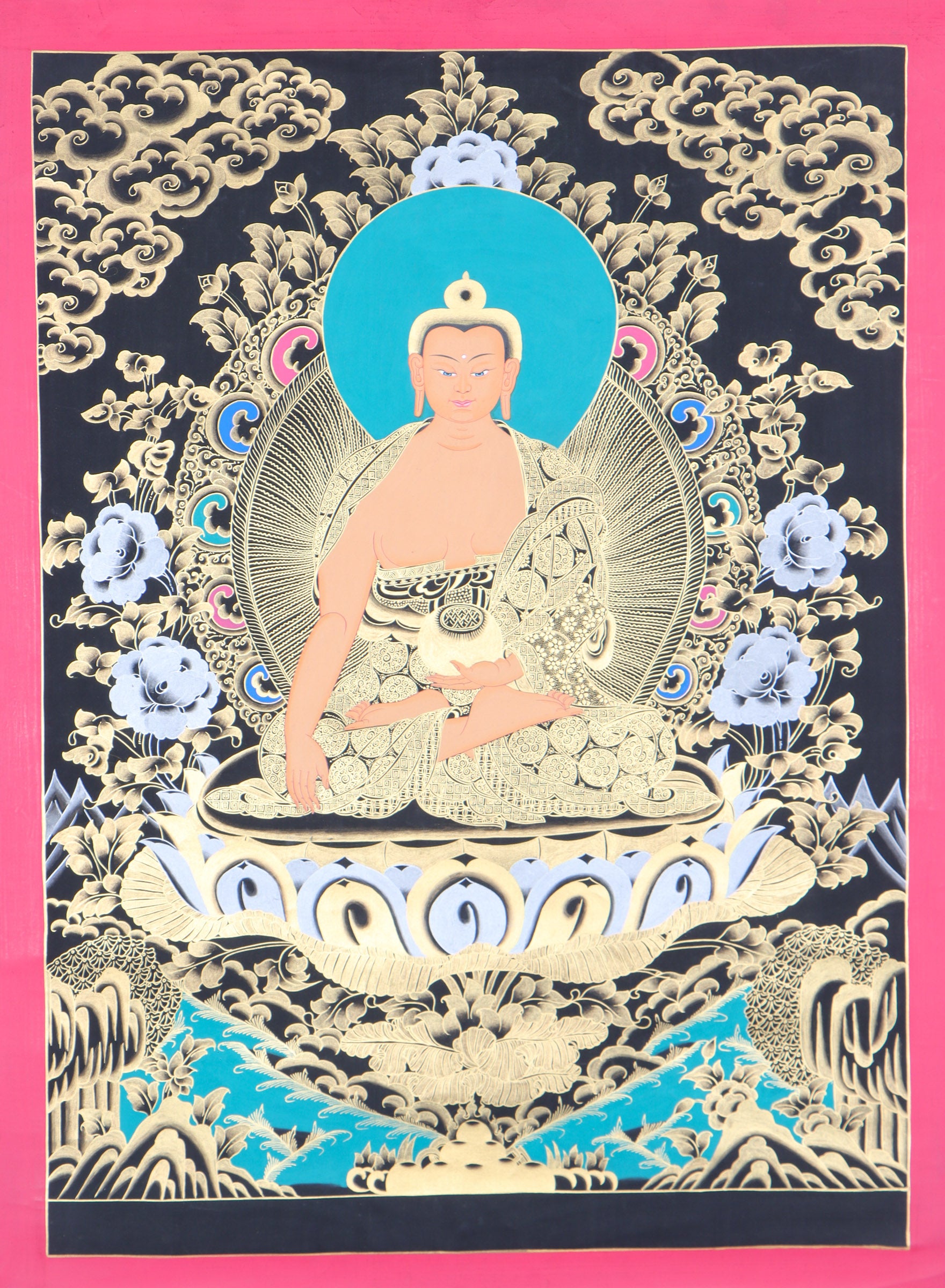 Shakyamuni Buddha Thangka Painting for aesthetic decor.