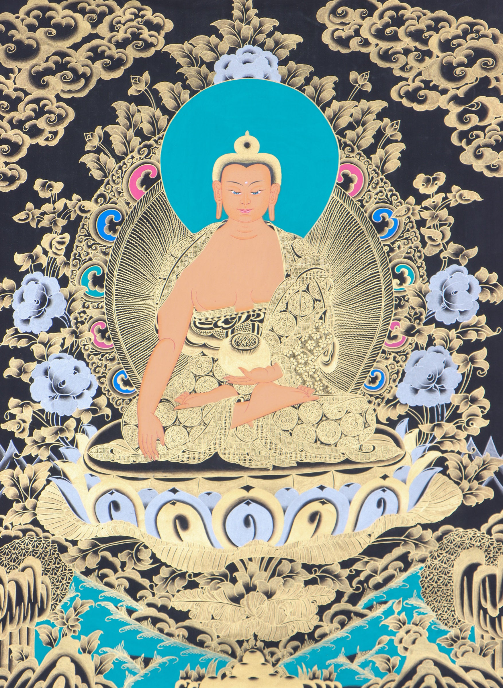 Shakyamuni Buddha Thangka Painting for aesthetic decor.