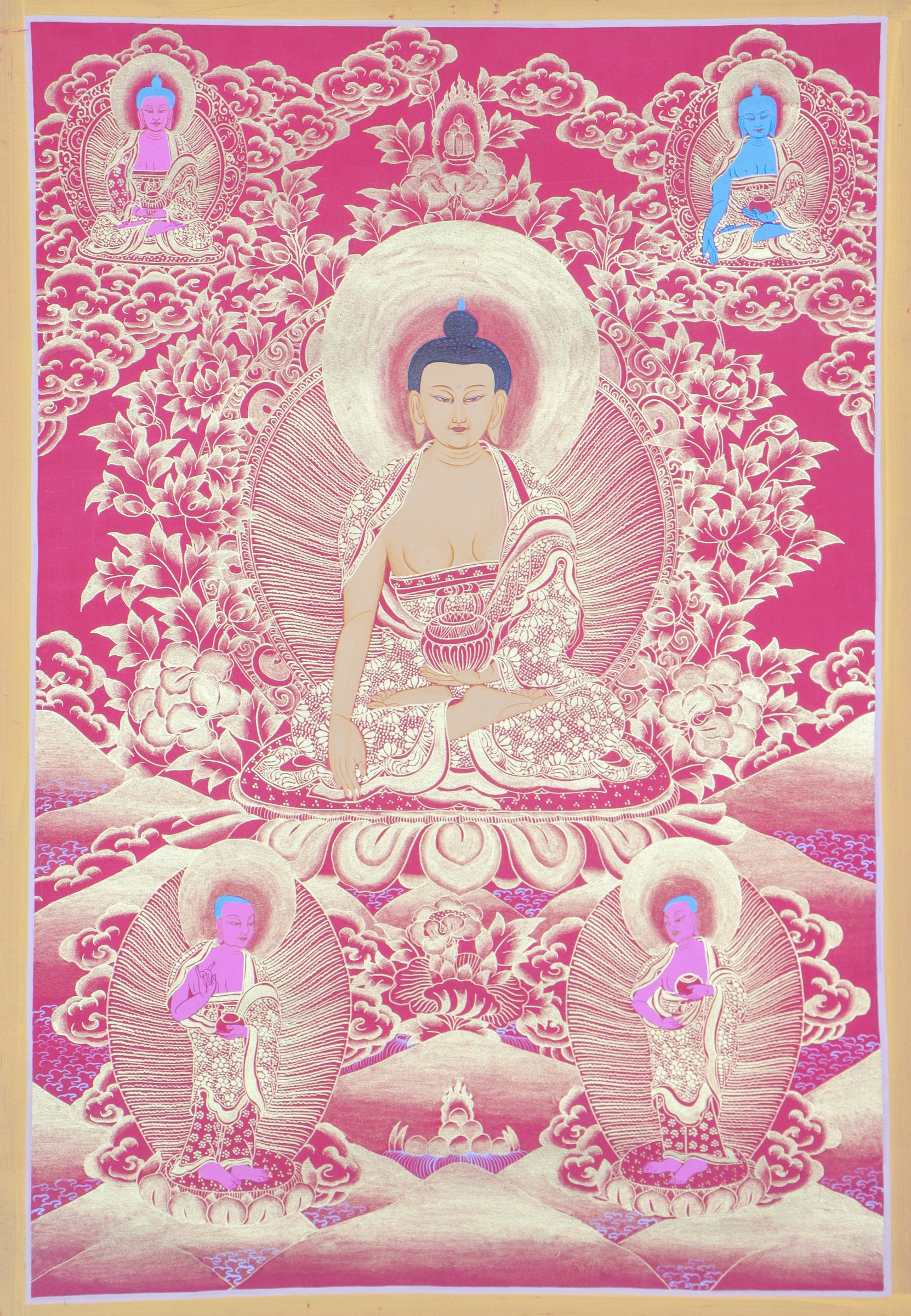 Shakyamuni Buddha Thangka Painting for prayer and devotion.