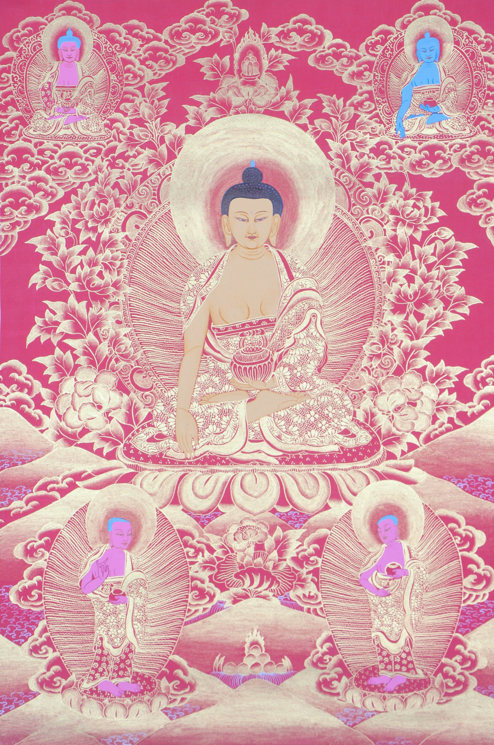 Shakyamuni Buddha Thangka Painting for prayer and devotion.