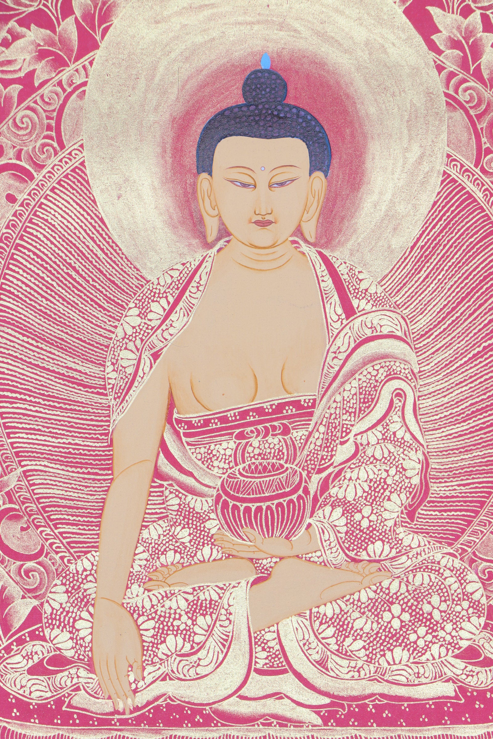 Shakyamuni Buddha Thangka Painting for prayer and devotion.
