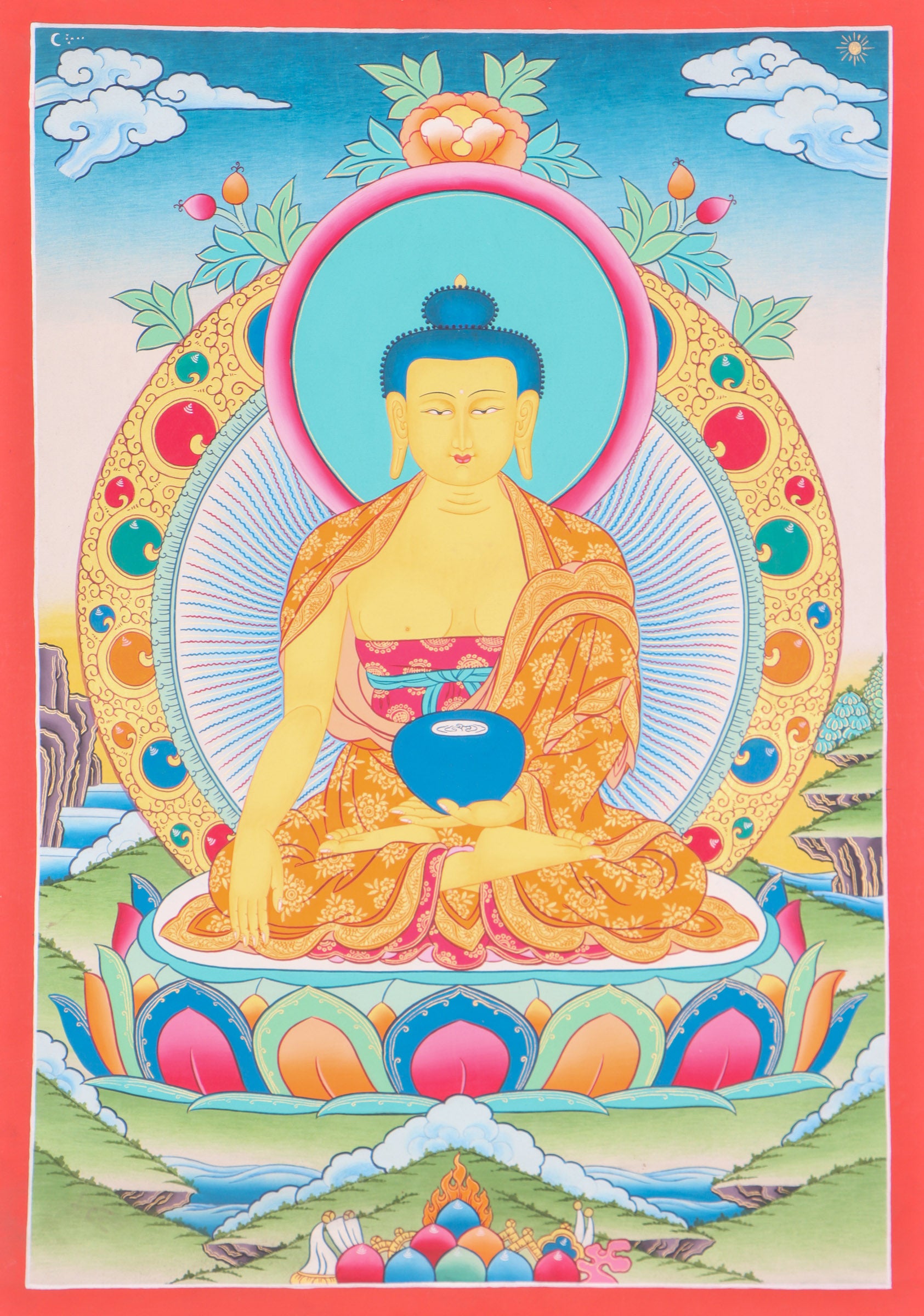 Shakyamuni Buddha Thangka Painting for wall decor.