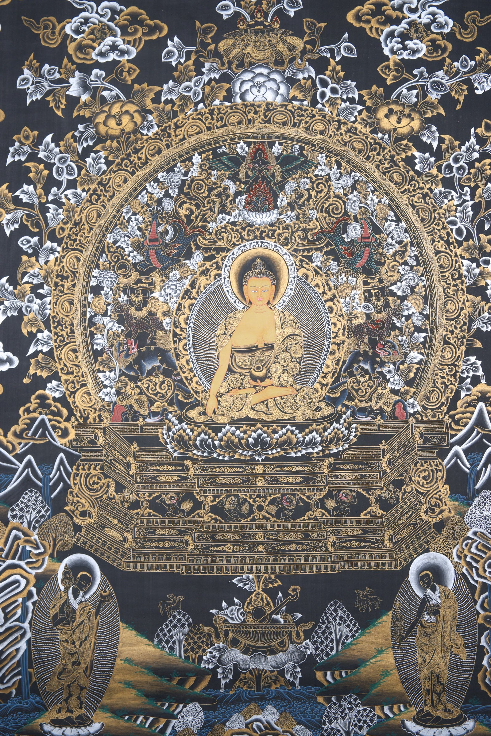 Shakyamuni Buddha Thangka Painting made on cotton canvas.