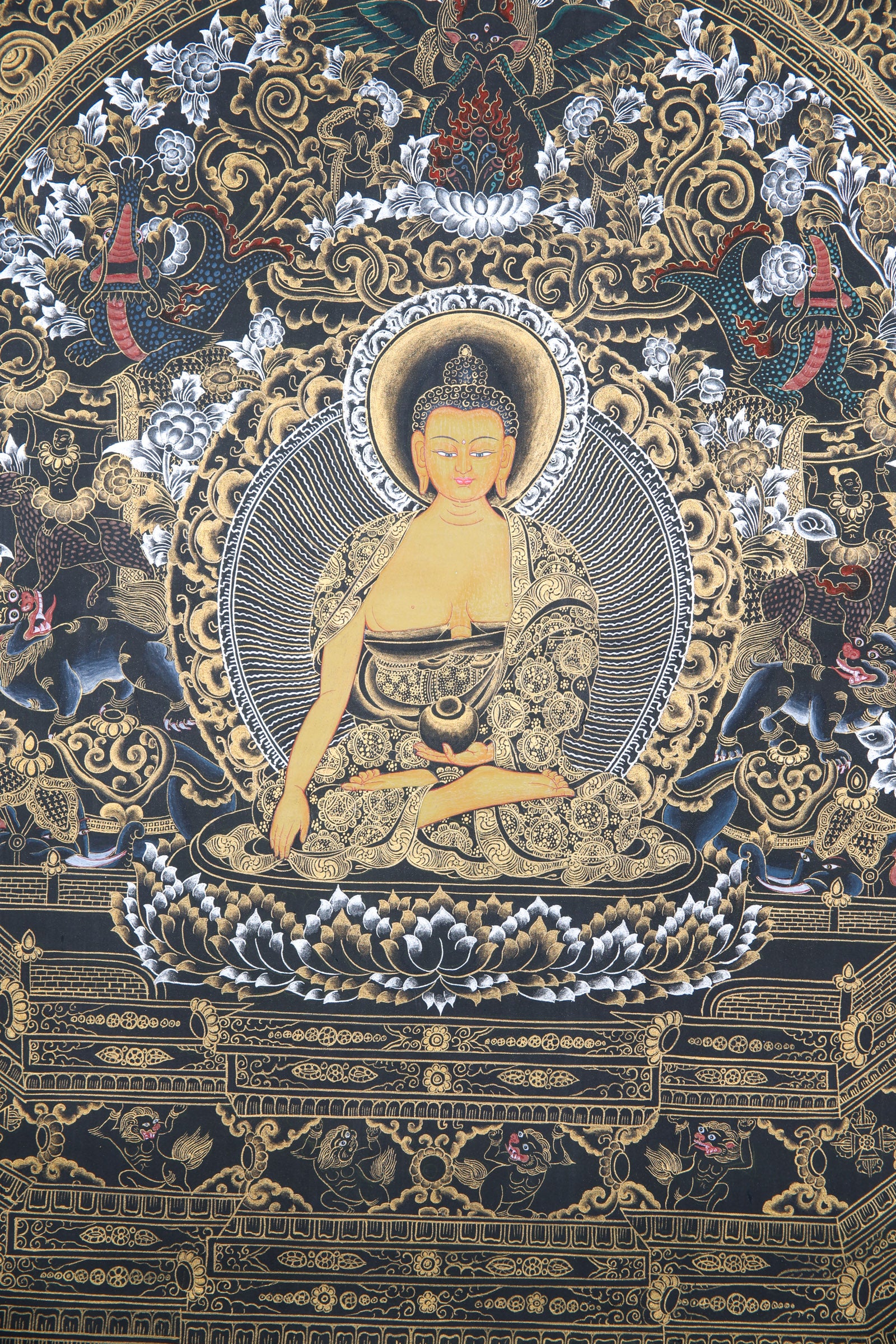 Shakyamuni Buddha Thangka Painting made on cotton canvas.
