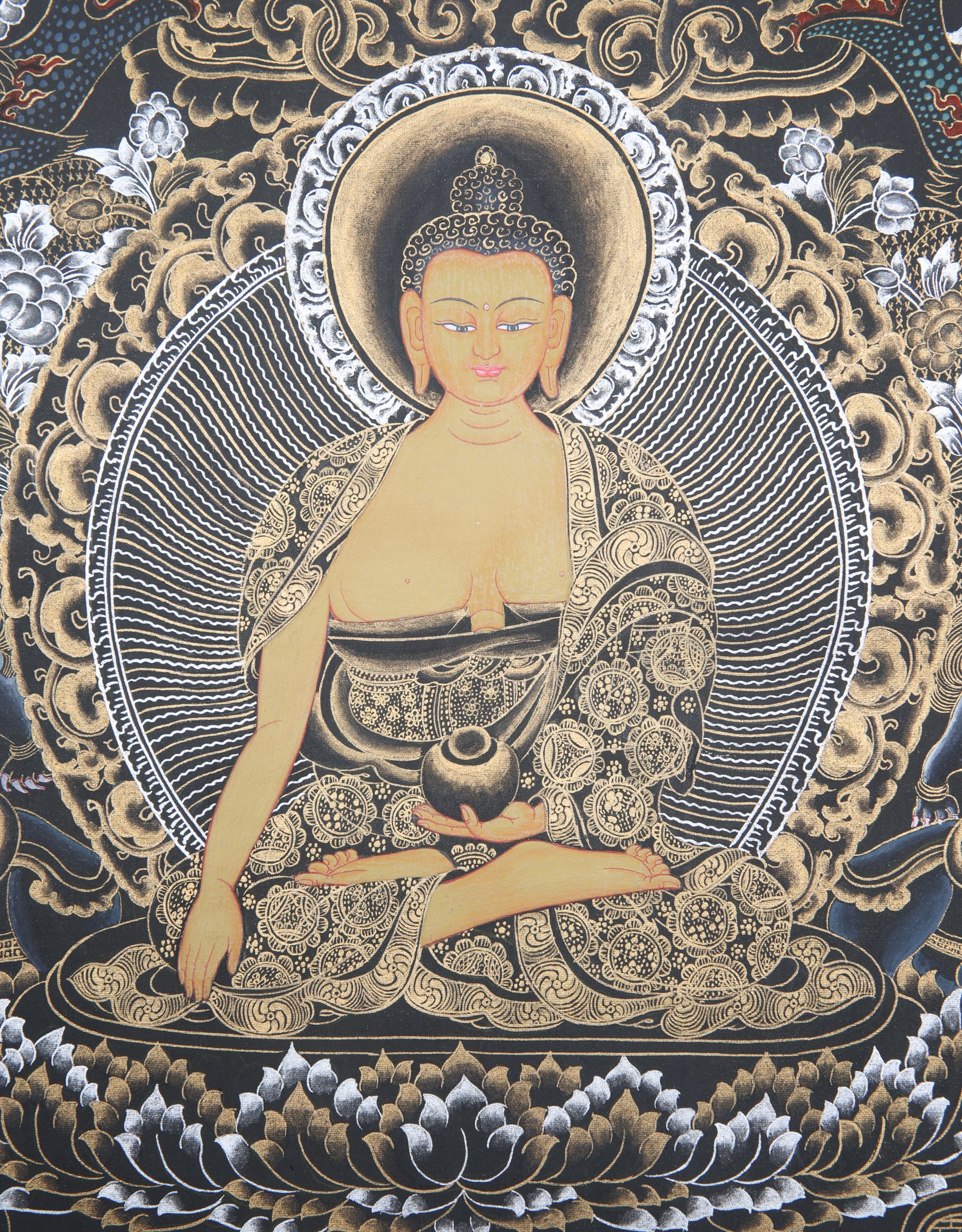 Shakyamuni Buddha Thangka Painting made on cotton canvas.