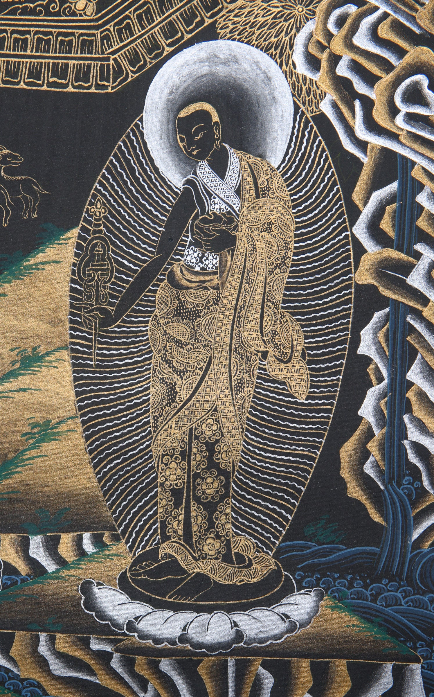 Shakyamuni Buddha Thangka Painting made on cotton canvas.