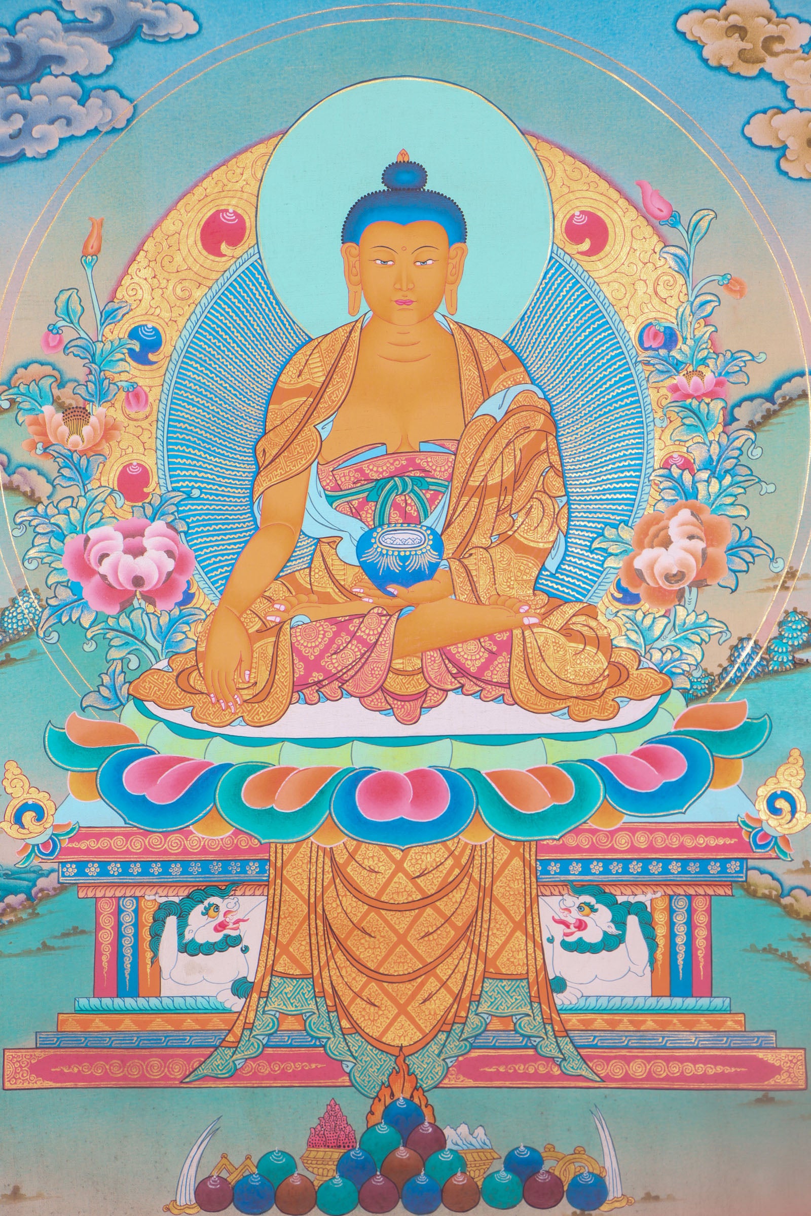 Shakyamuni Buddha Thangka Painting aids in meditating, inspiring reflection and deepening understanding of wisdom.