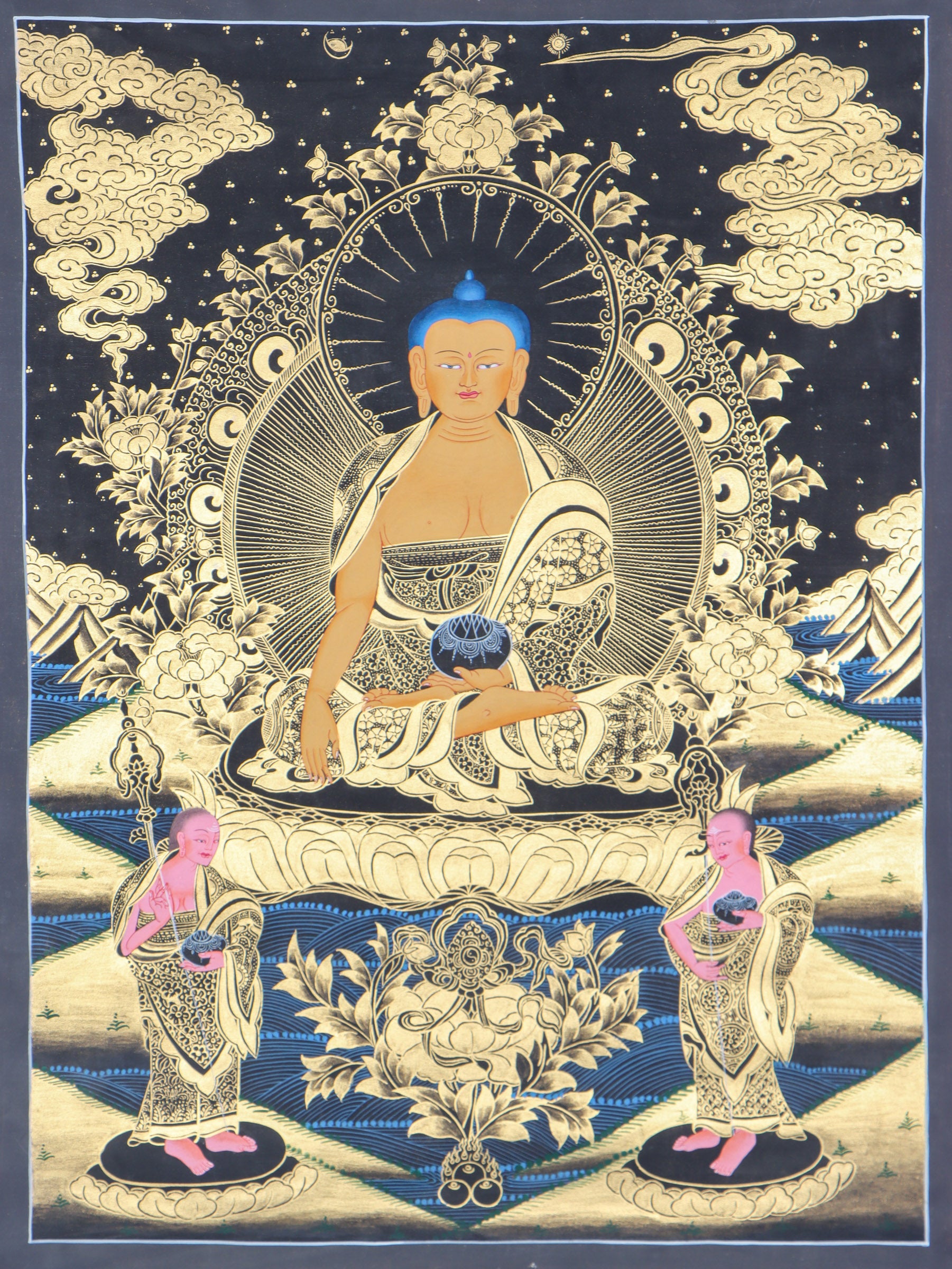 Shakyamuni Buddha Thangka Painting for wall hanging decor.