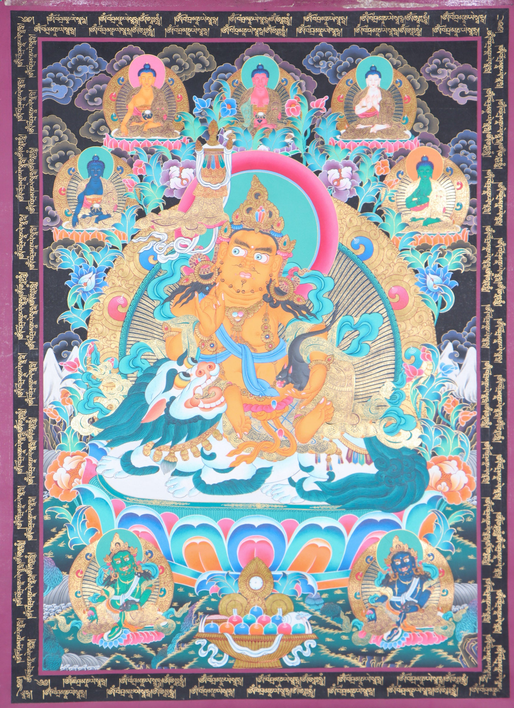Singha Zambala Thangka Painting - Lucky Thanka