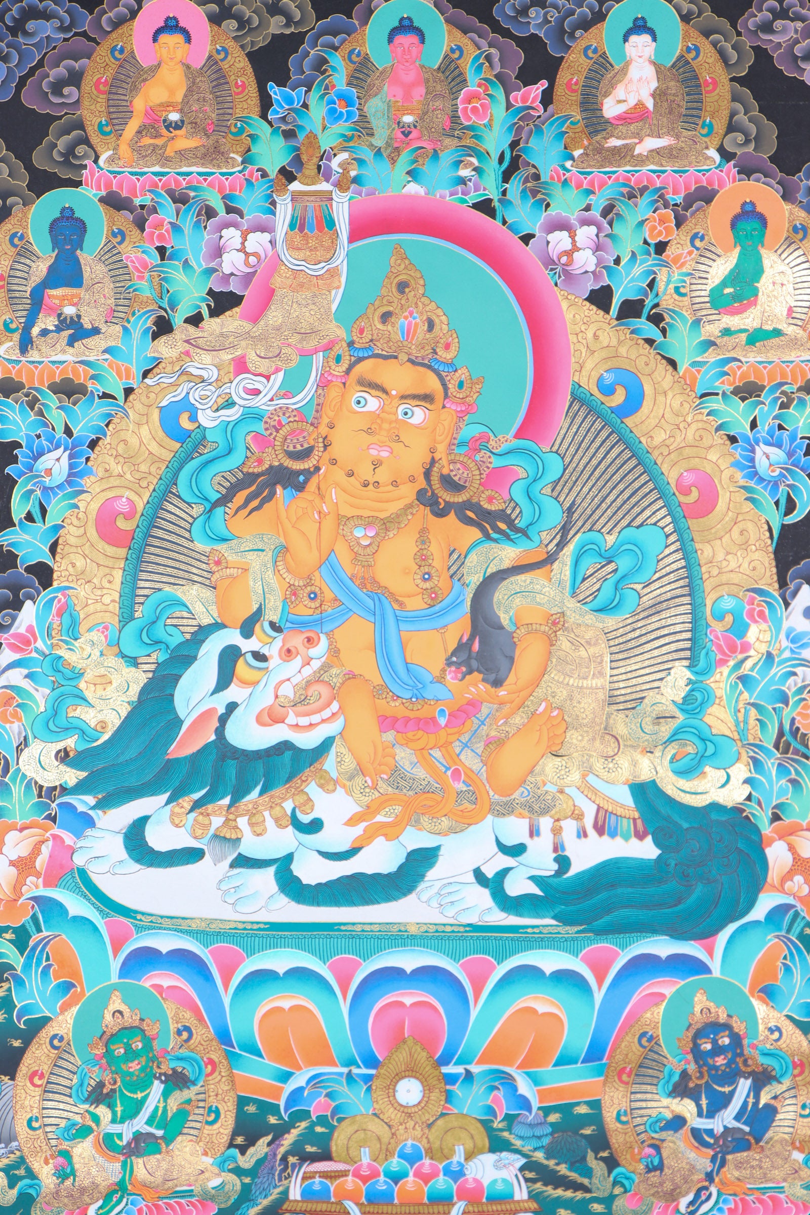 Singha Zambala Thangka Painting - Lucky Thanka