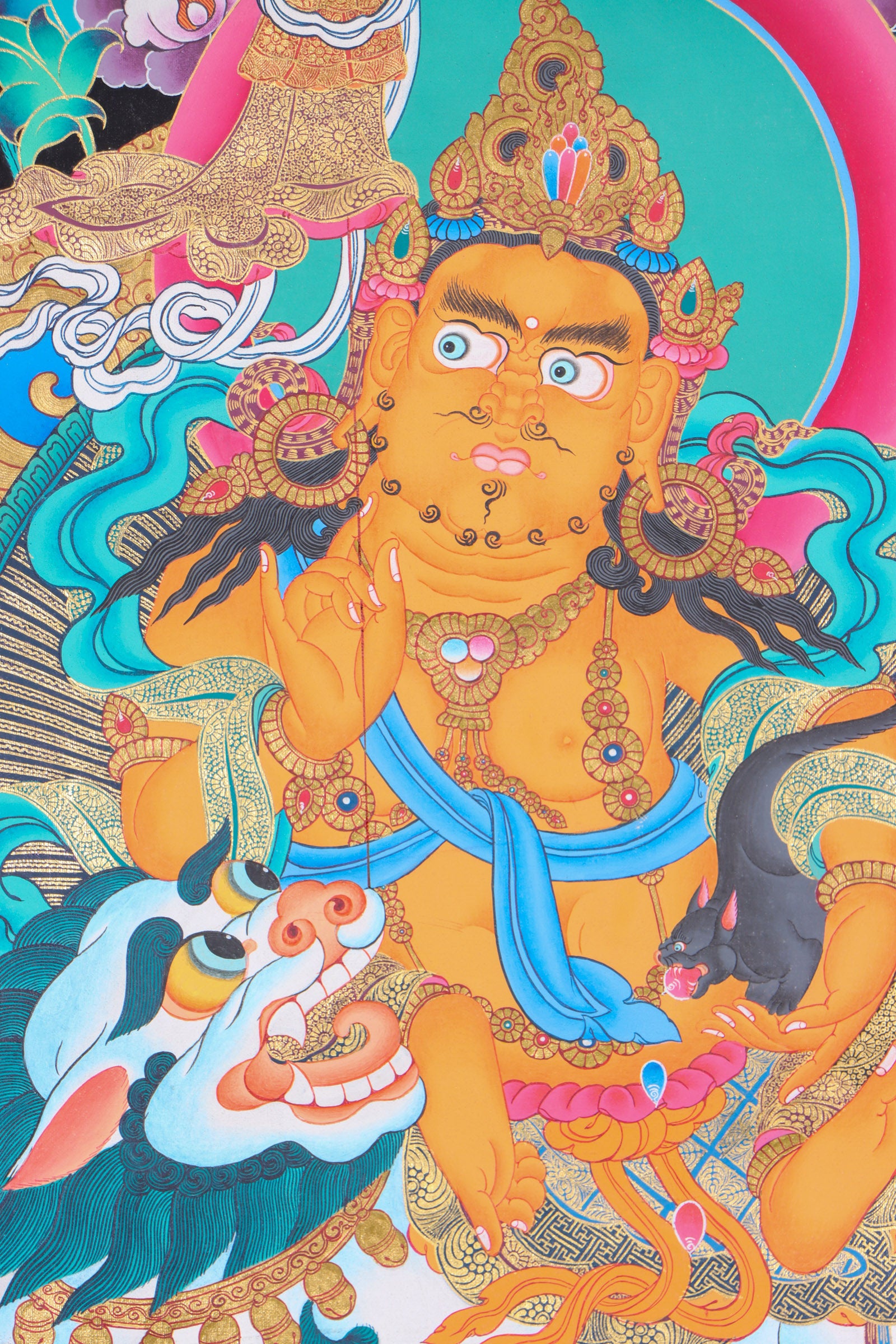 Singha Zambala Thangka Painting - Lucky Thanka