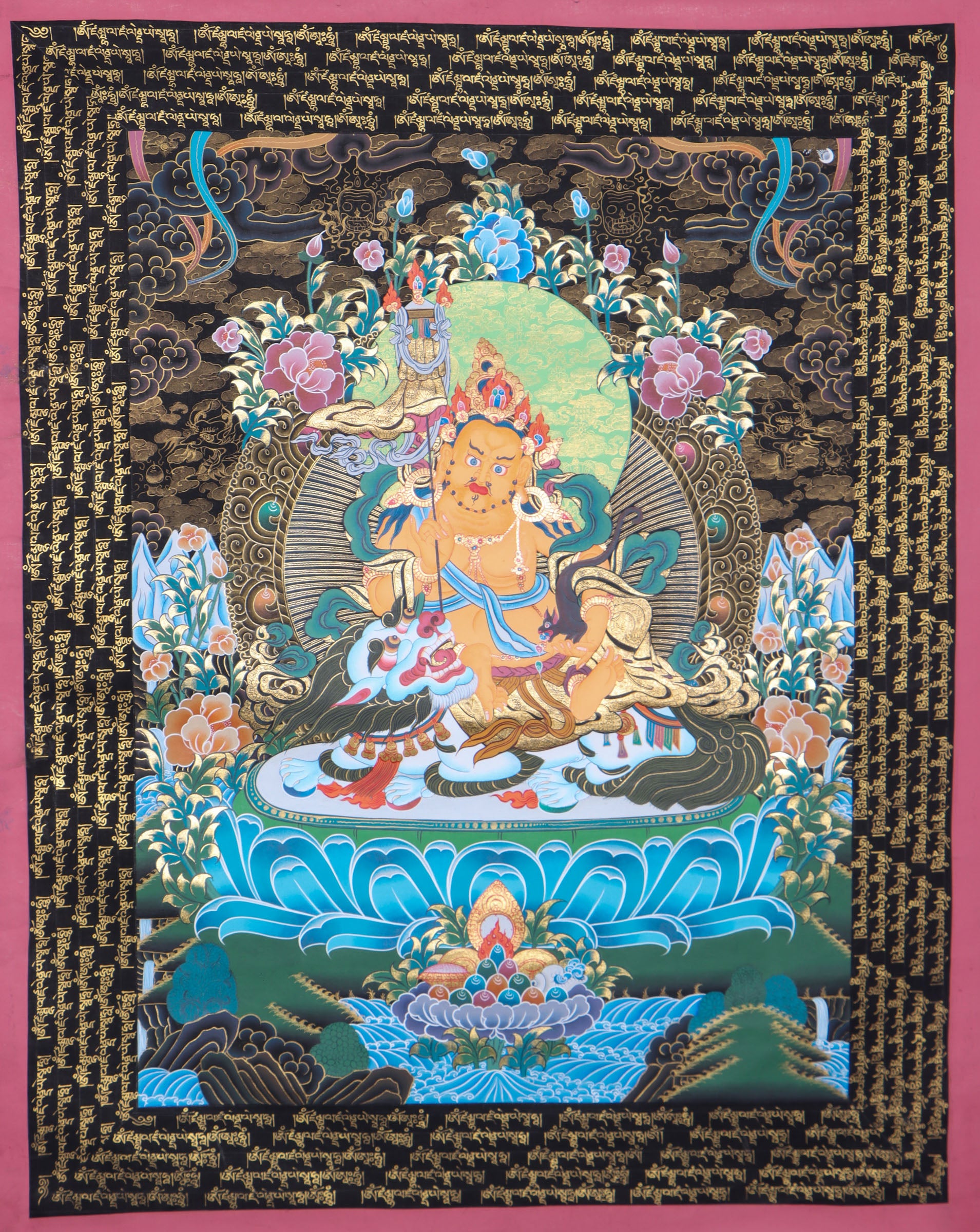 Singh Zambala Thangka Painting for wealth and prosperity.