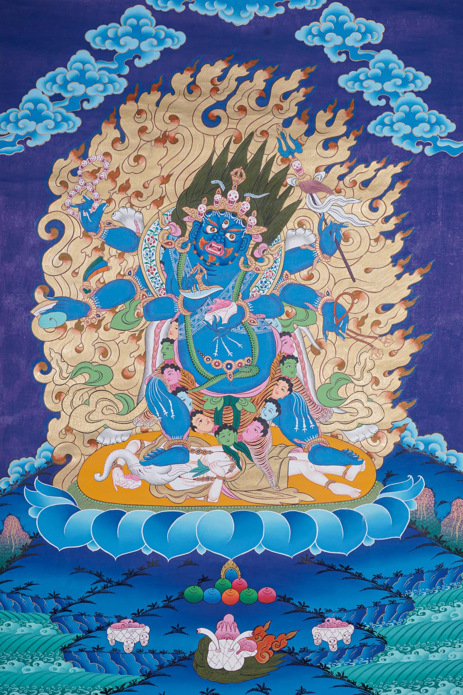 6 Armed, Blue Mahakala or Kala Bhairabha Thangka 2024 Painting