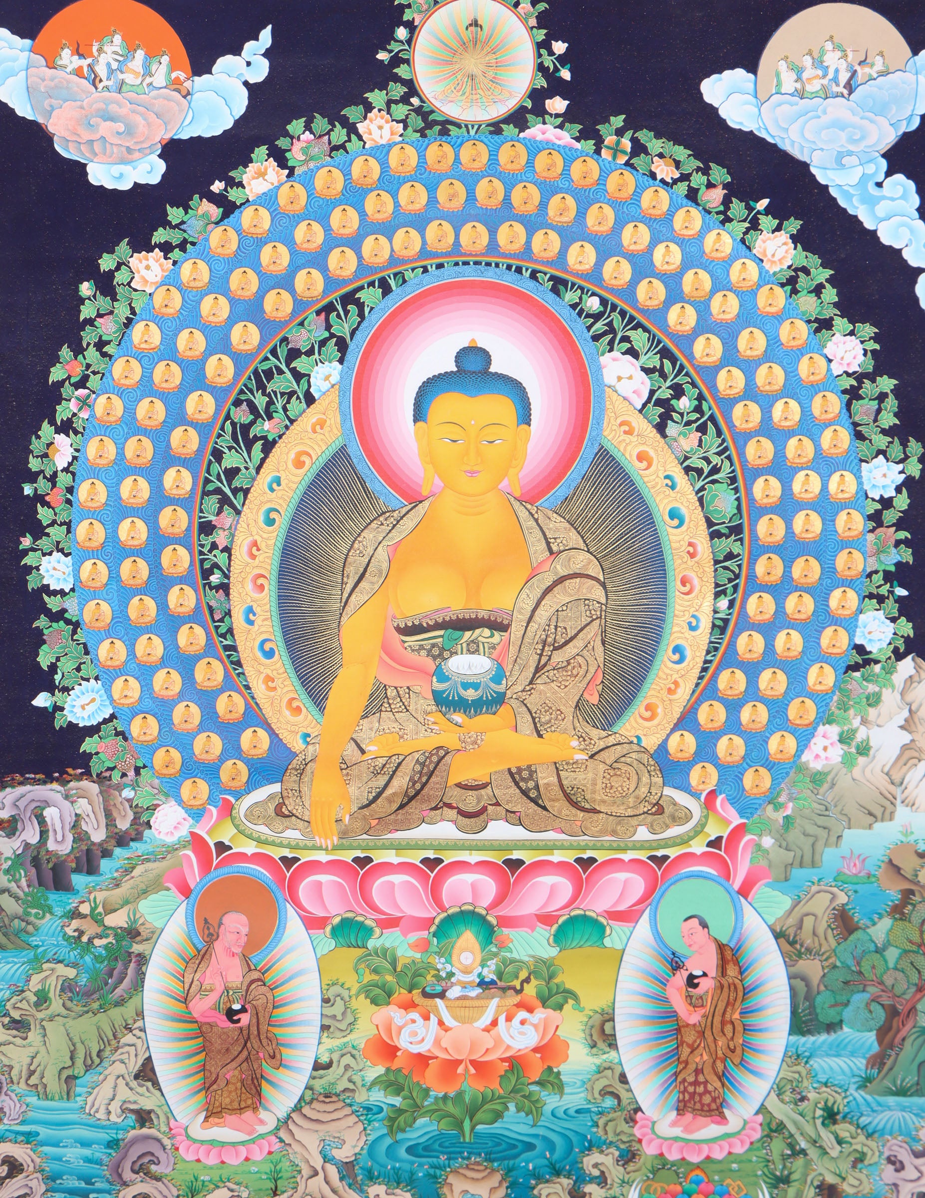 1000 Buddha Thangka Painting for enlightenment and infinite knowledge of Buddha.