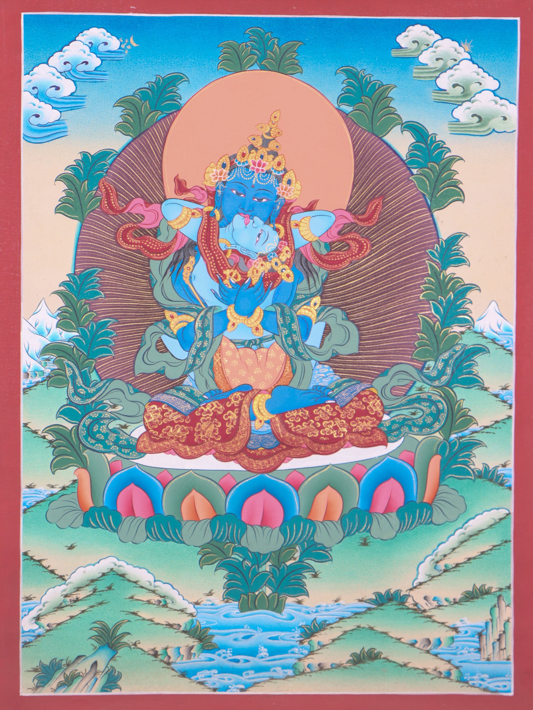 Vajradhara Shakti Thangka Painting for knowledge and compassion in the path to awakening.