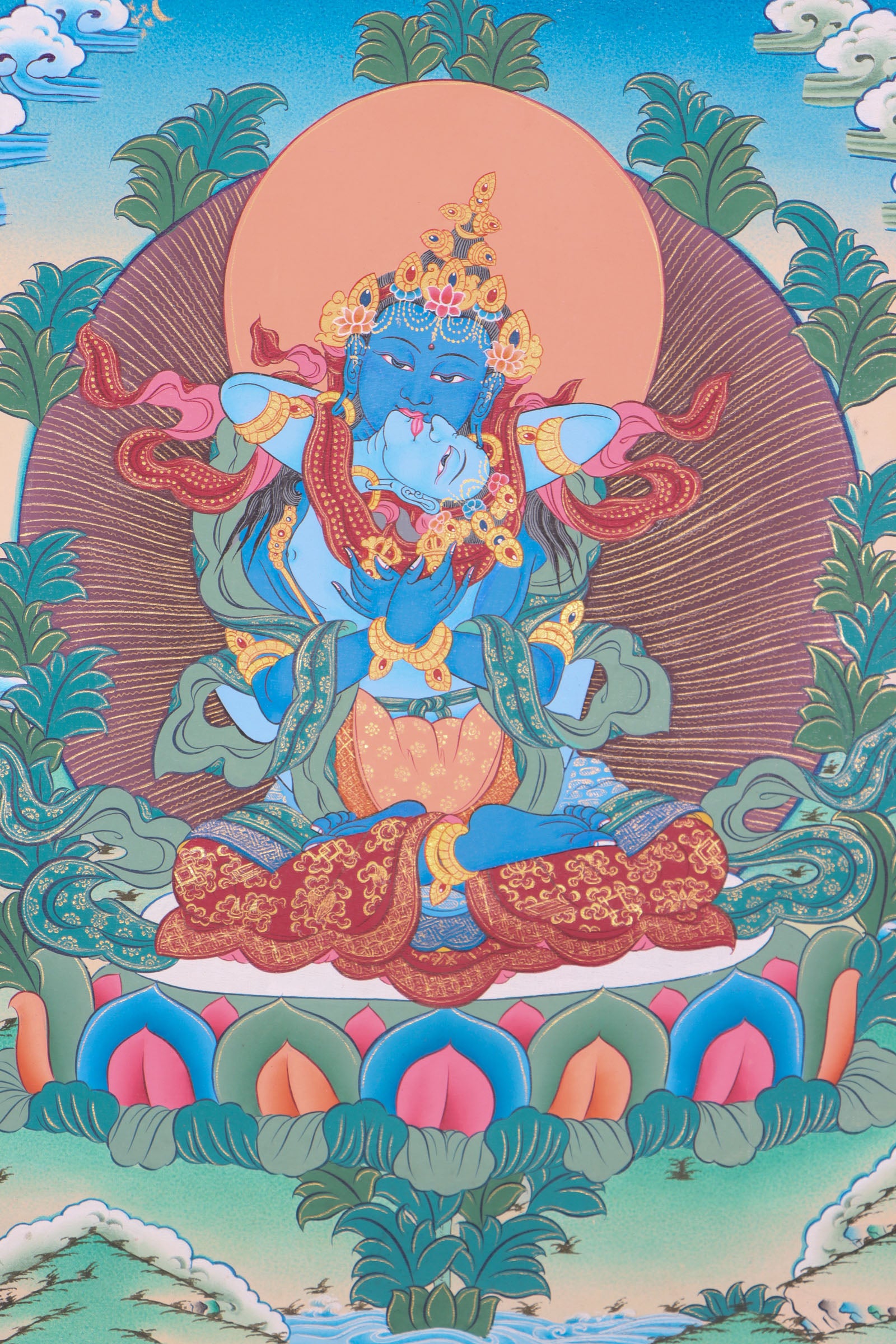 Vajradhara Shakti Thangka Painting for knowledge and compassion in the path to awakening.
