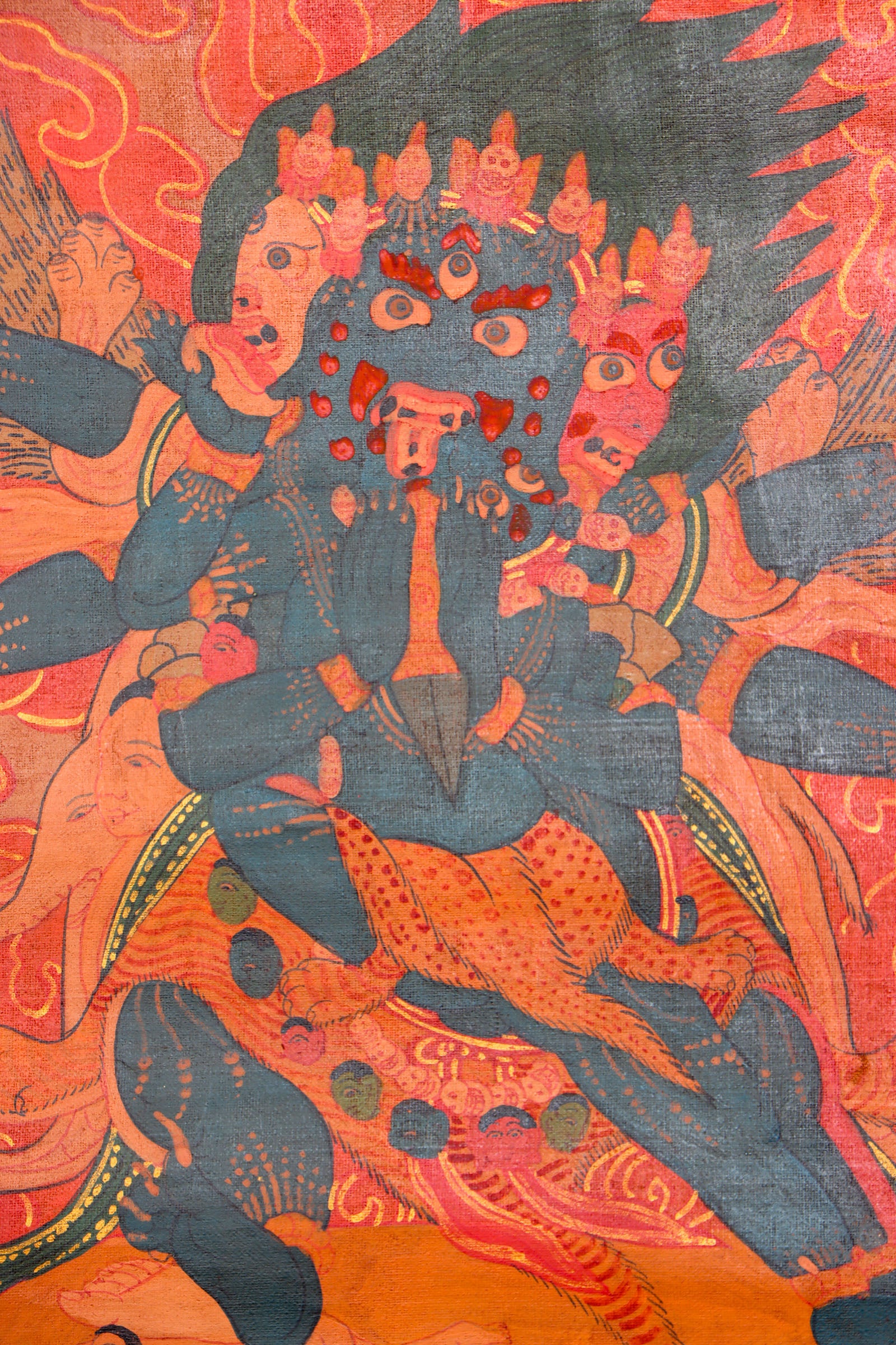 Antique Vajrakilaya Thangka Painting for wall decor.
