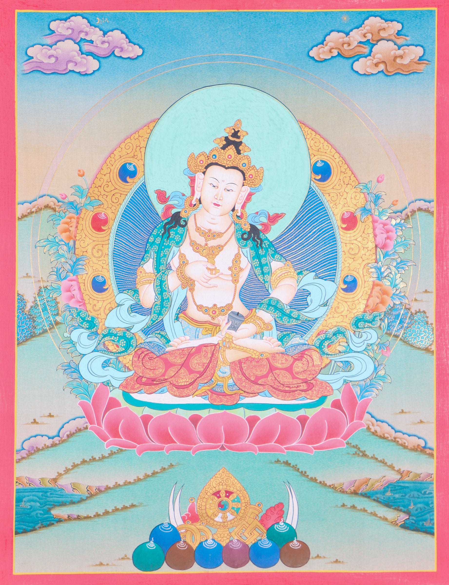 Vajrasattva Thangka Painting for prayer and devotion.