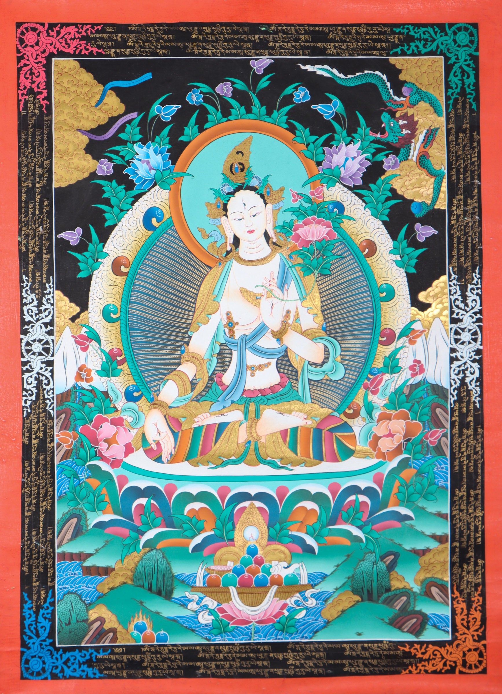 White Tara Thangka for prayer.