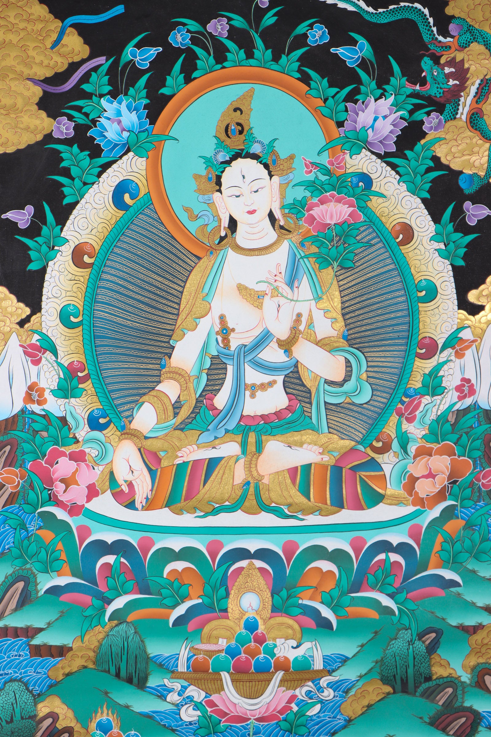 White Tara Thangka for prayer.
